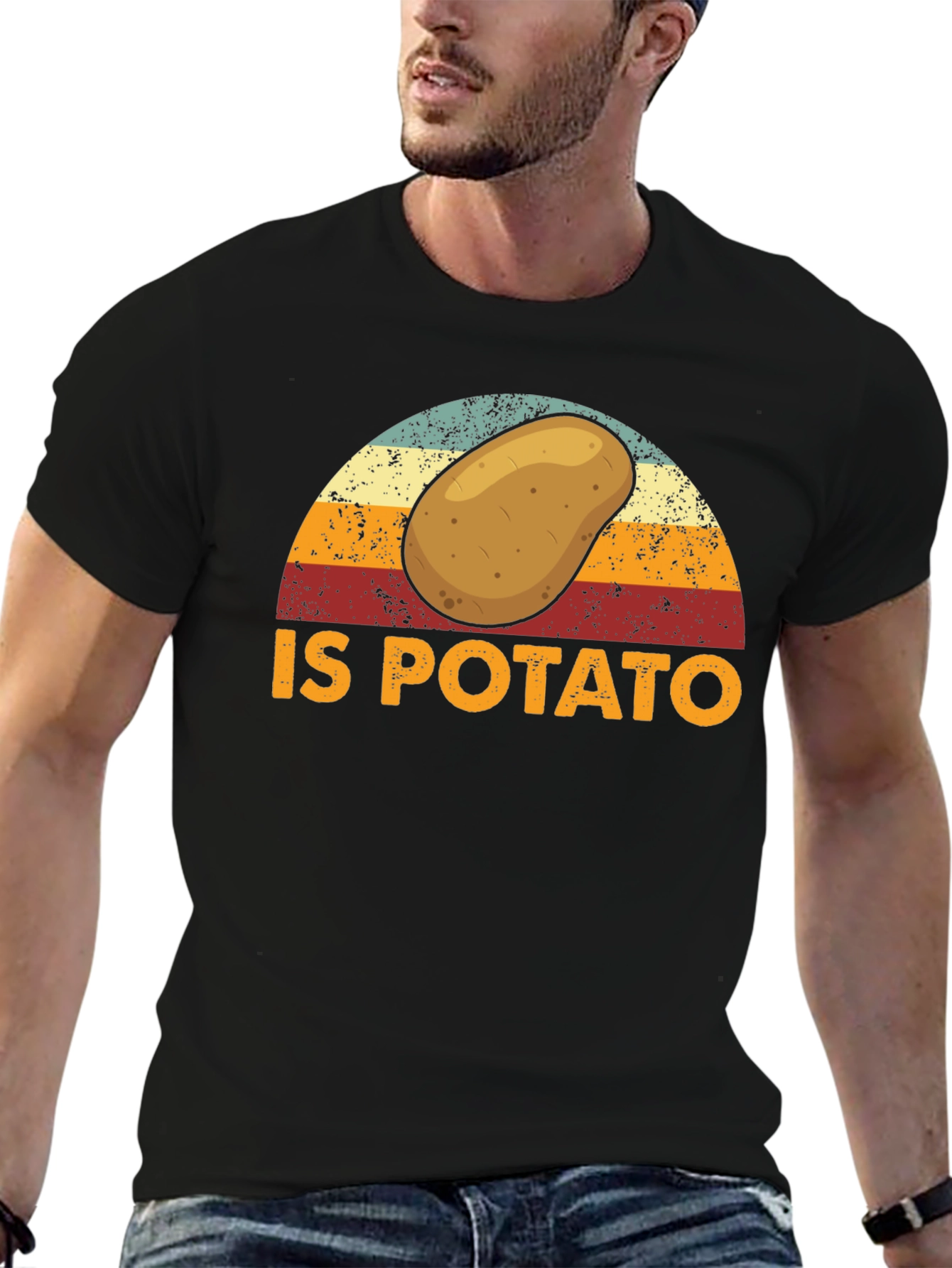 Black Retro Potato Graphic T-Shirt - Funny Foodie Tee view 6