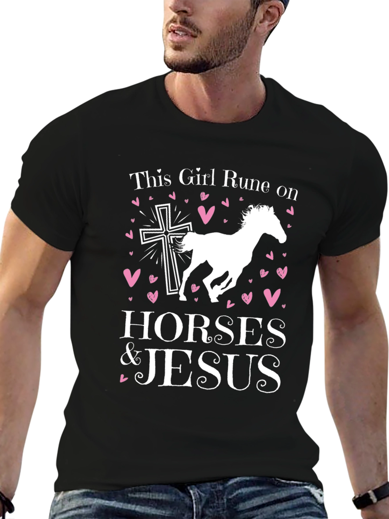This Girl Runs on Horses & Jesus Black T-Shirt - 6
