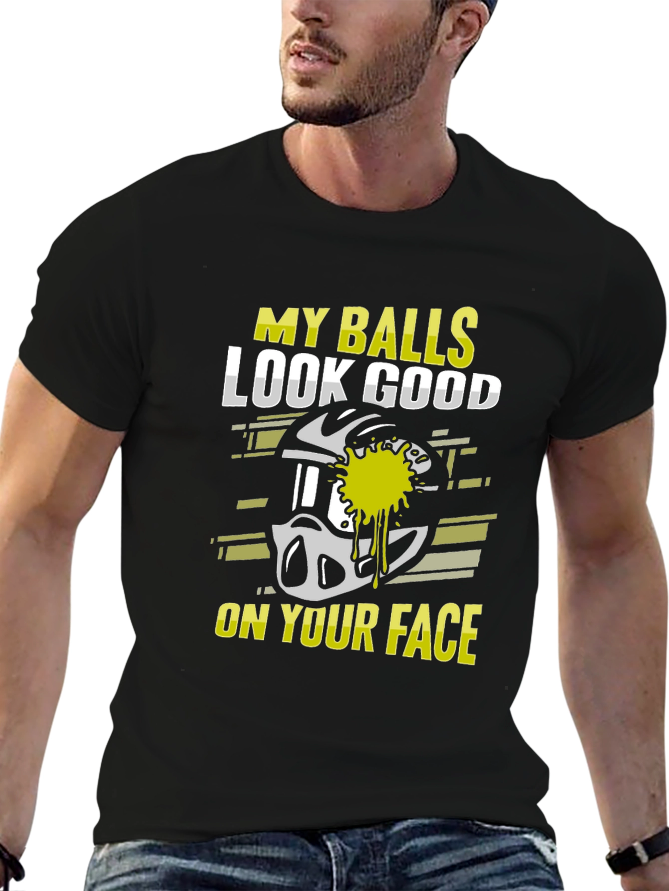 Black Funny Paintball T-Shirt - My Balls Look Good view 6