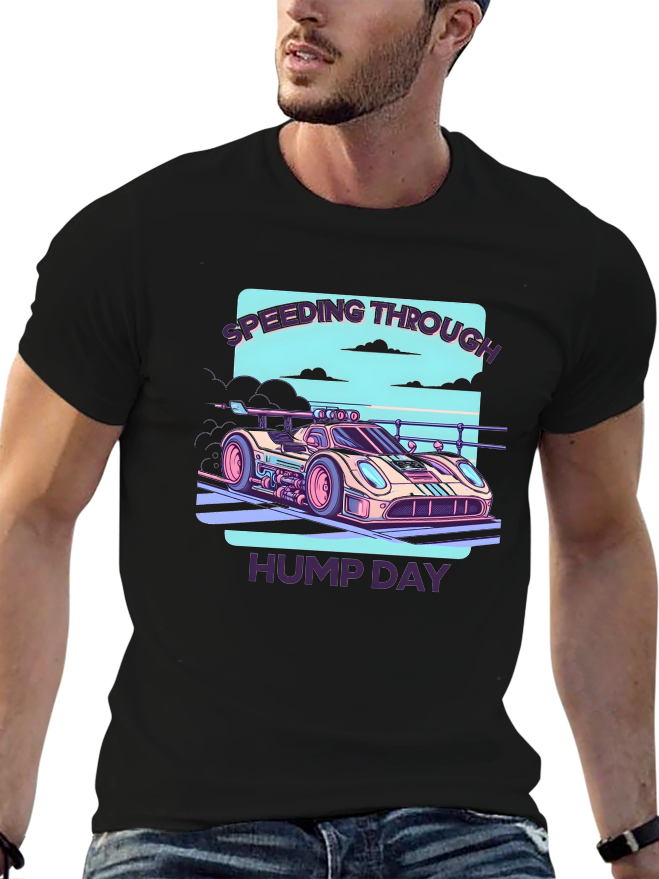 Black Speeding Through Hump Day Graphic Tee view 6