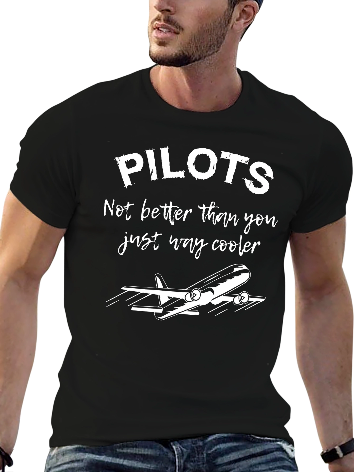Black Cool Pilots Graphic T-Shirt - Aviation Humor Tee view 6