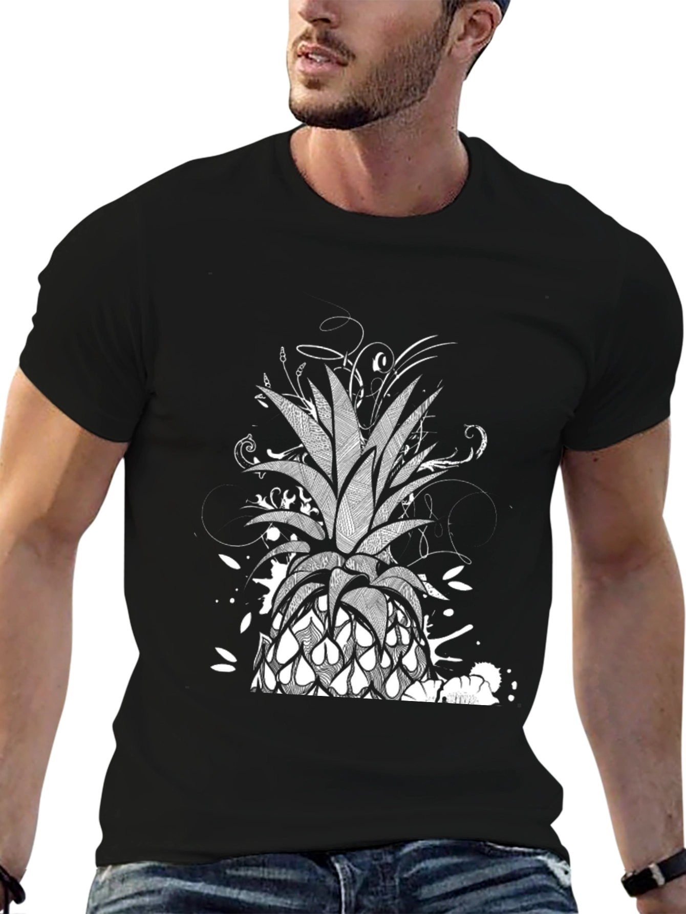 Black Pineapple Graphic Black T-Shirt view 6