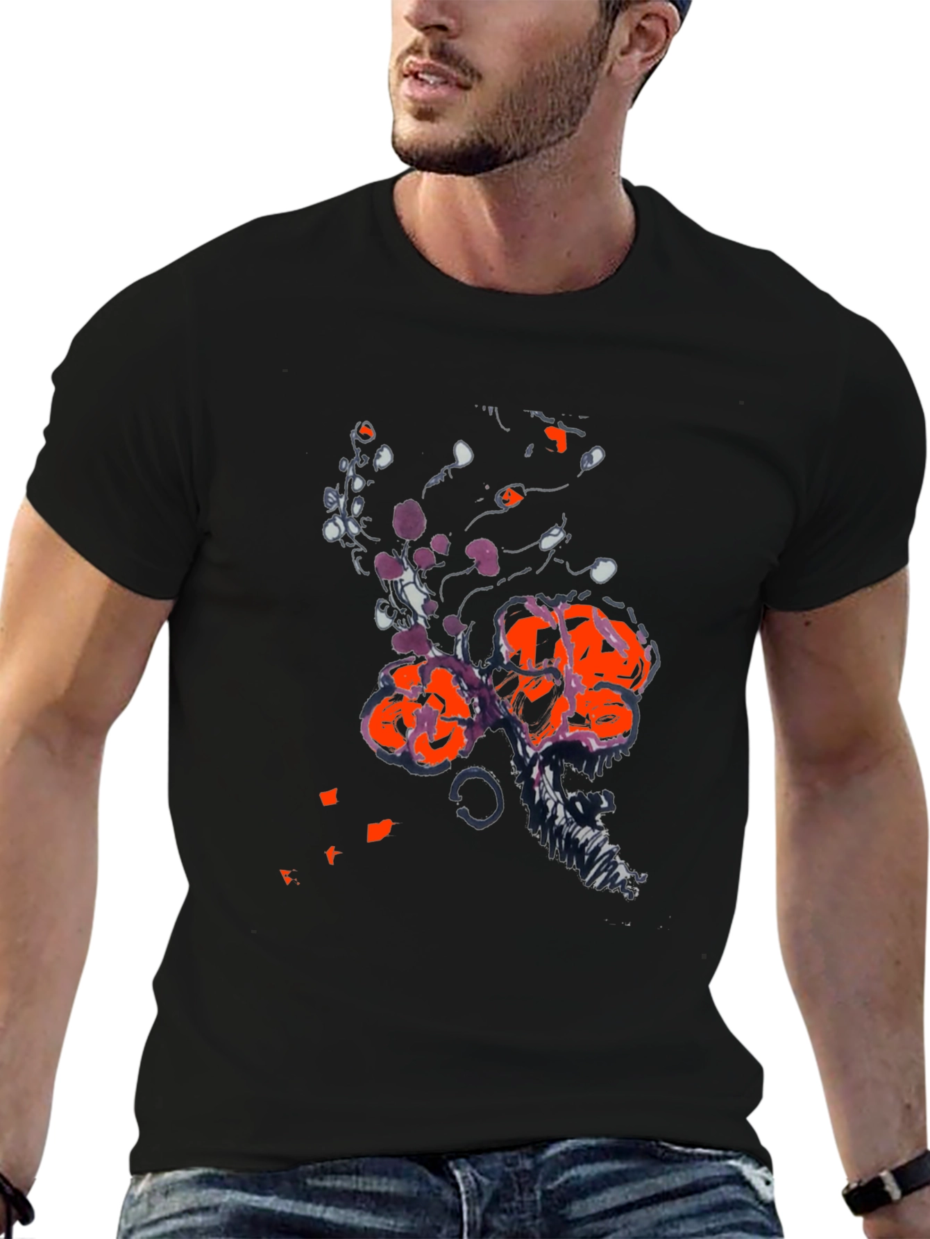 Black Abstract Graphic Print Black T-Shirt view 6