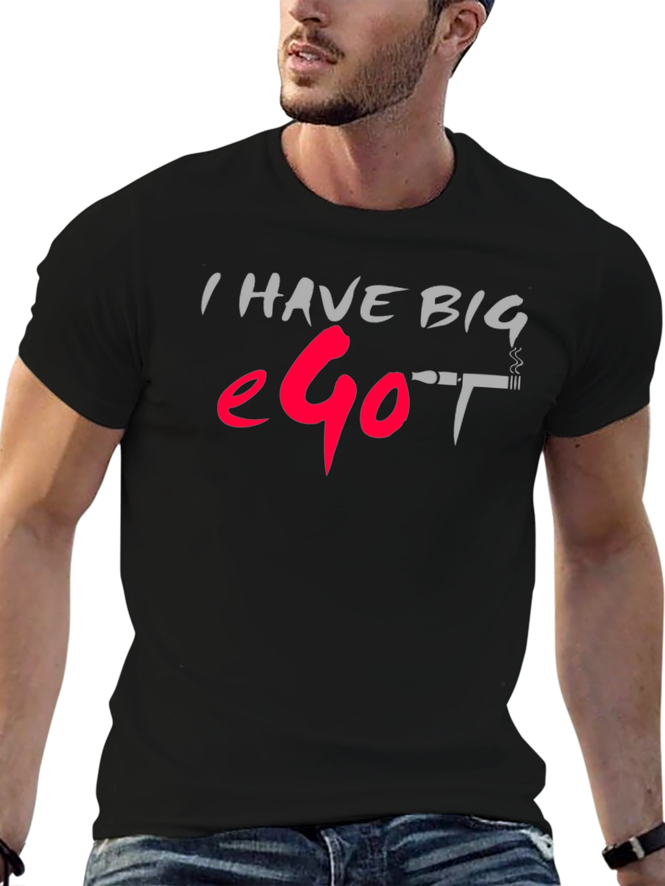 Black I Have Big Ego T-Shirt view 6
