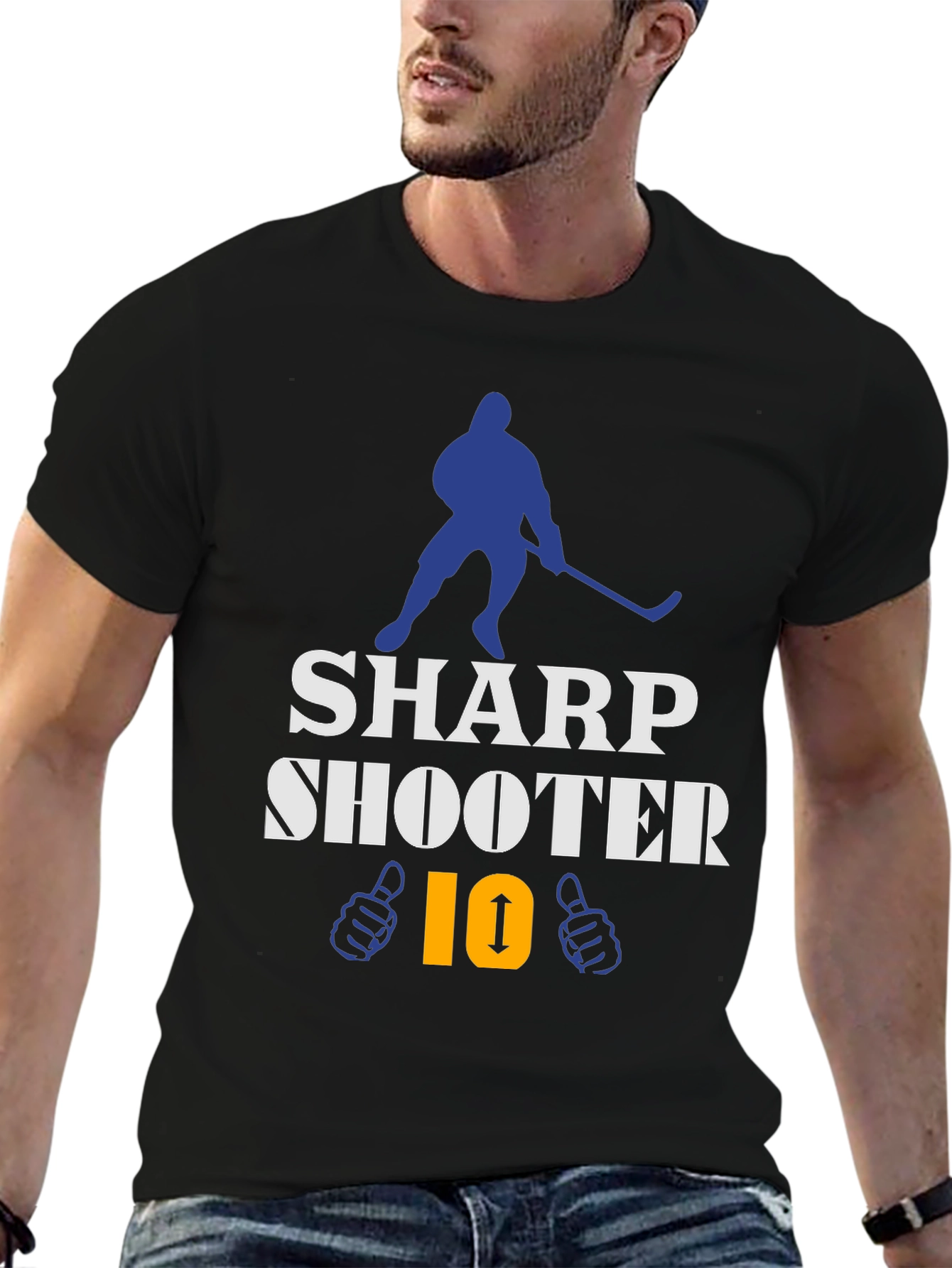 Black Sharp Shooter Hockey T-Shirt view 6