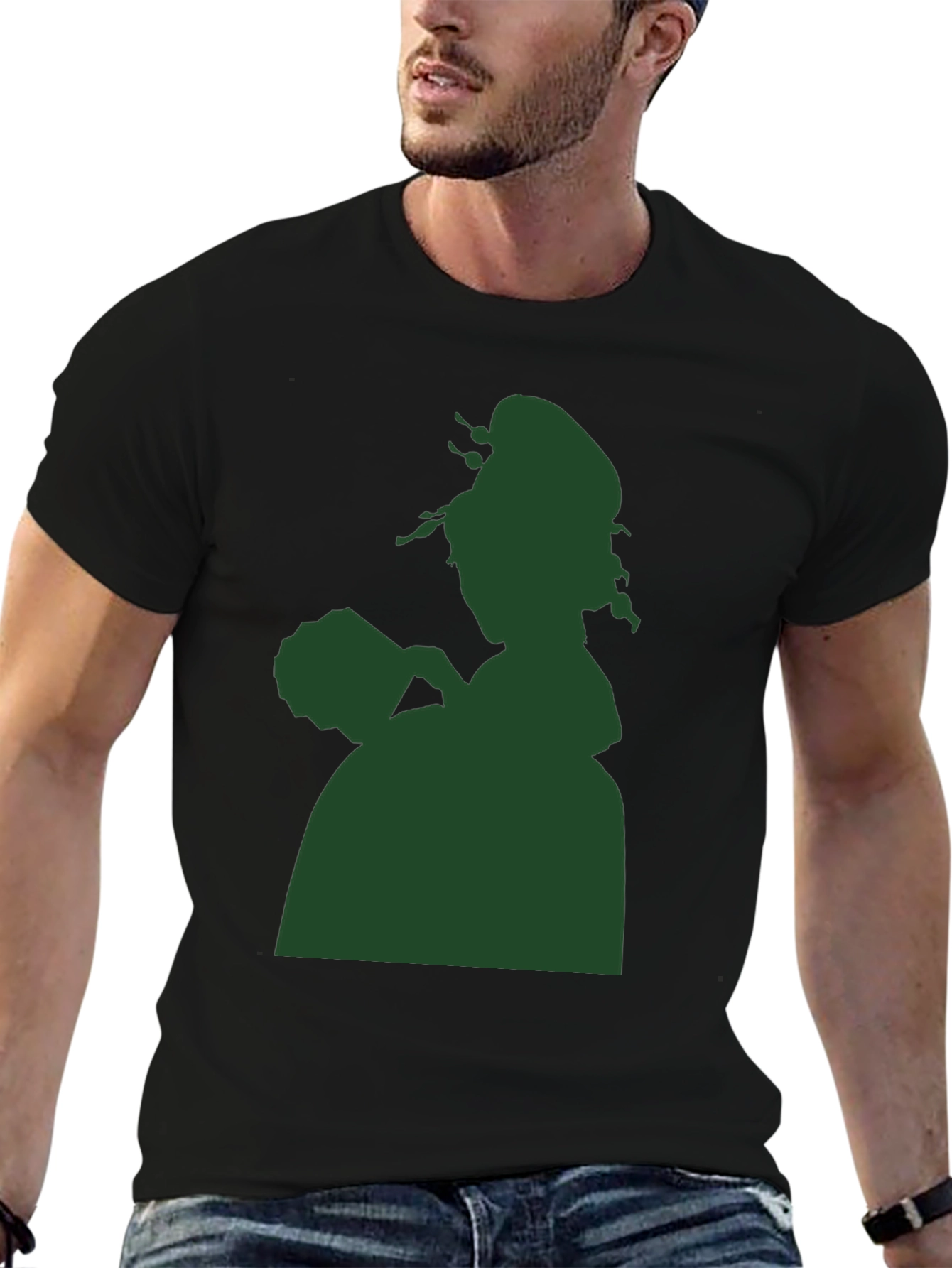 Black Silhouette Graphic Tee - Elegant Lady Design view 6