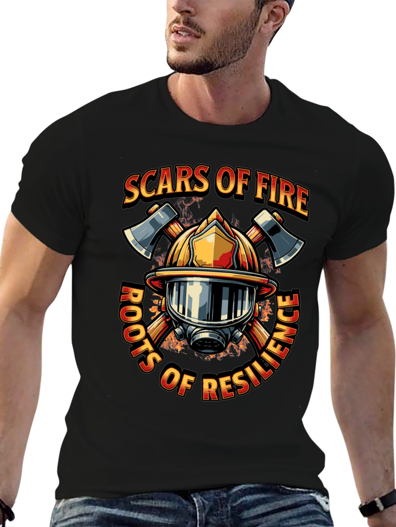 Black Firefighter Resilience Graphic Tee view 6