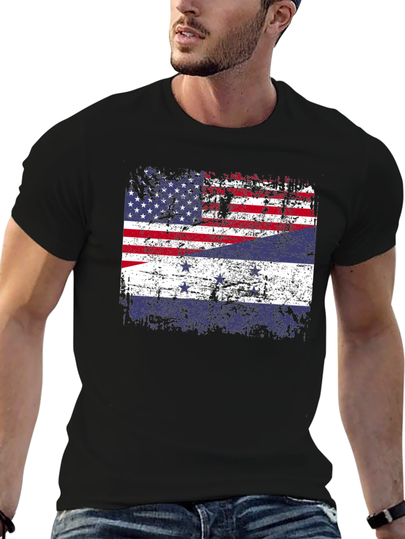 Distressed American-Dutch Flag T-Shirt - 6