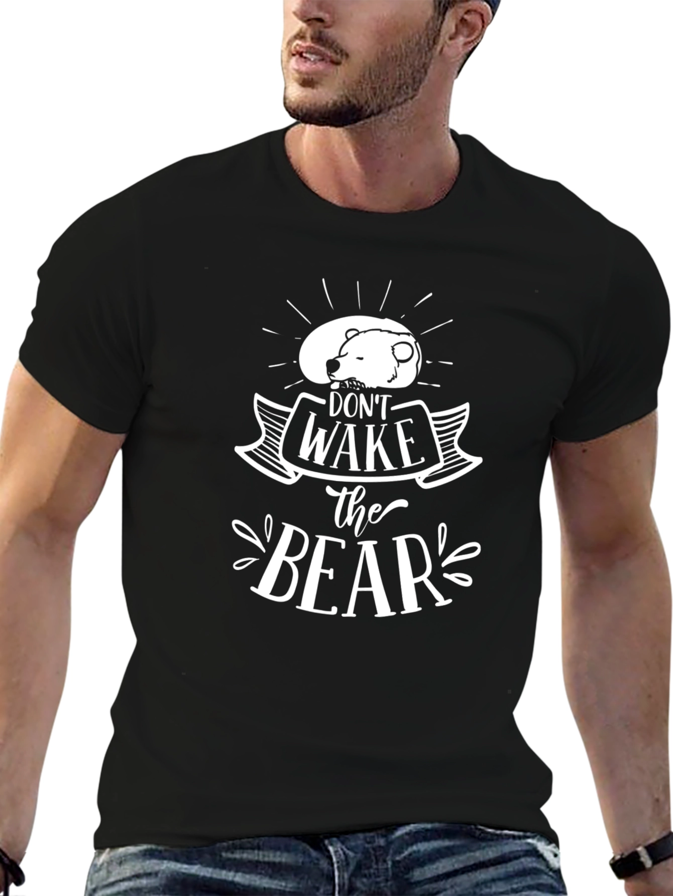 Black Don't Wake the Bear Graphic T-Shirt - Black view 6