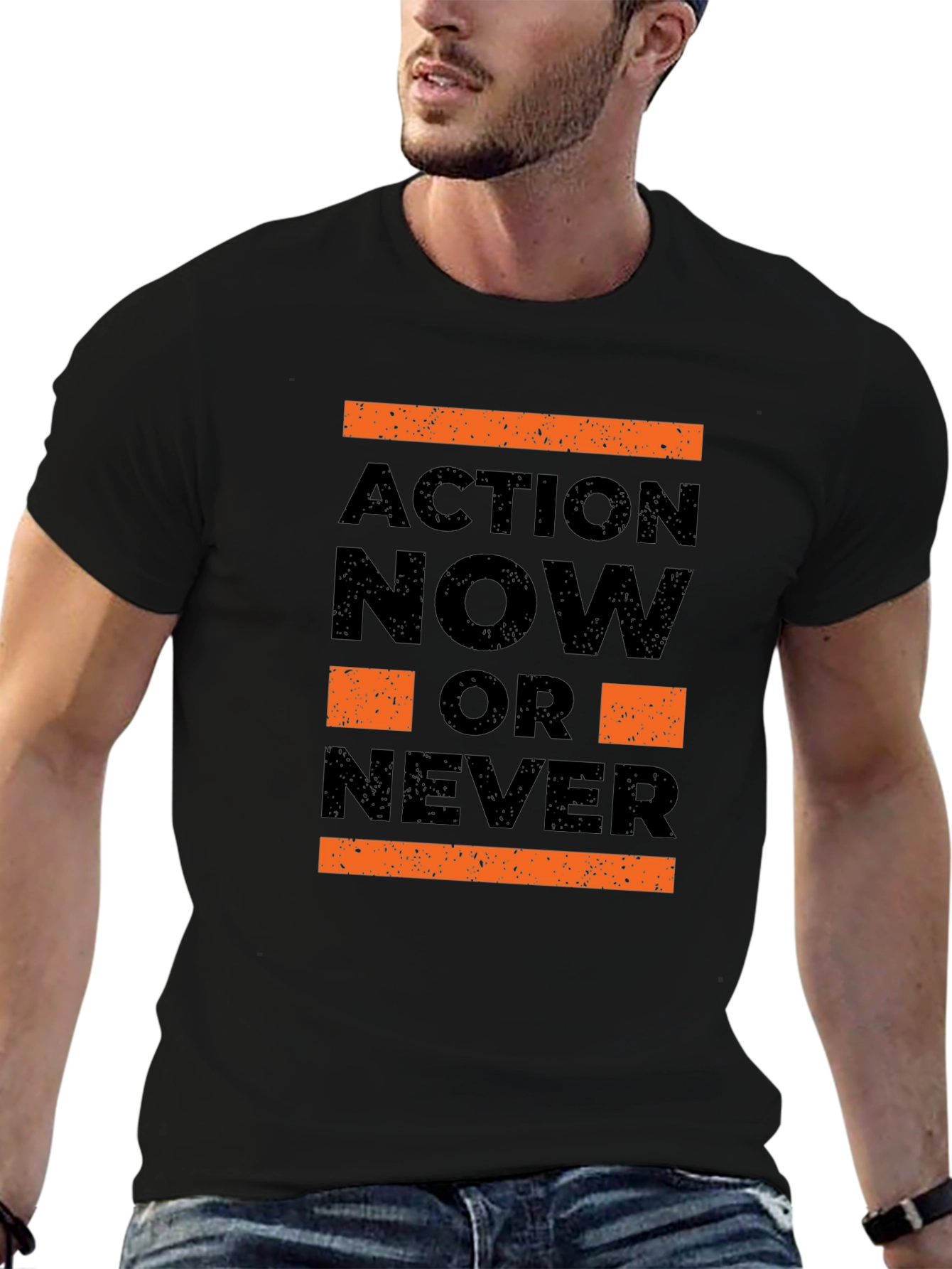Black Action Now T-Shirt: Bold Motivation view 6