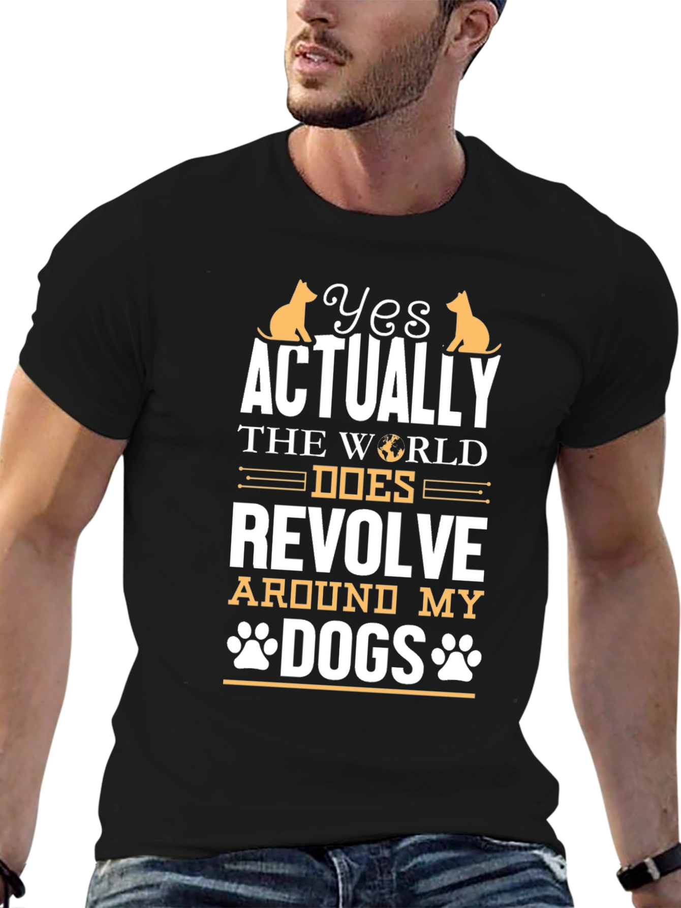 Black Yes Actually Dogs T-Shirt view 6