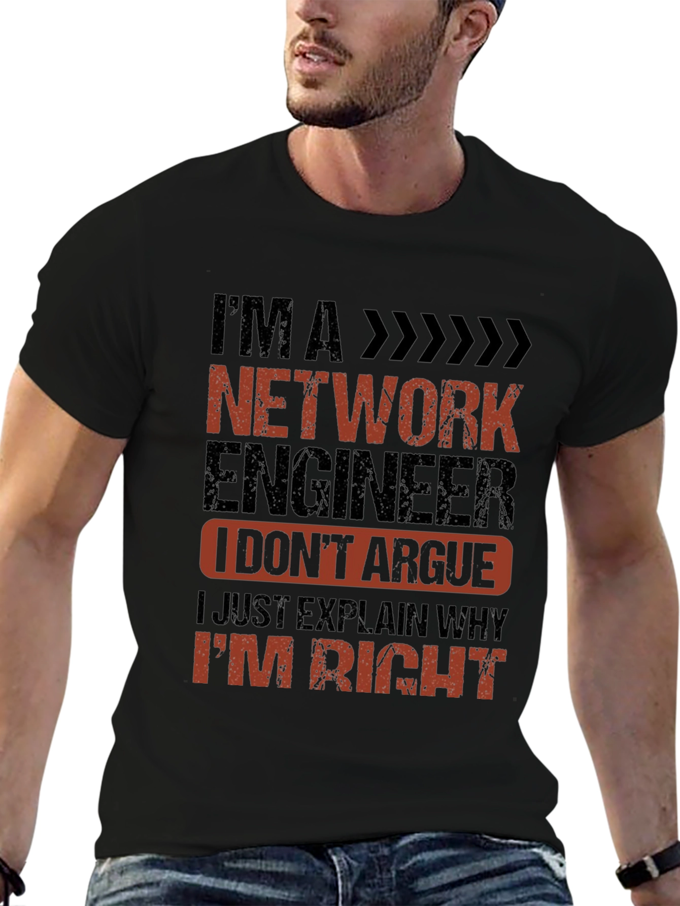 Black Network Engineer Humor T-Shirt - I'm Right view 6