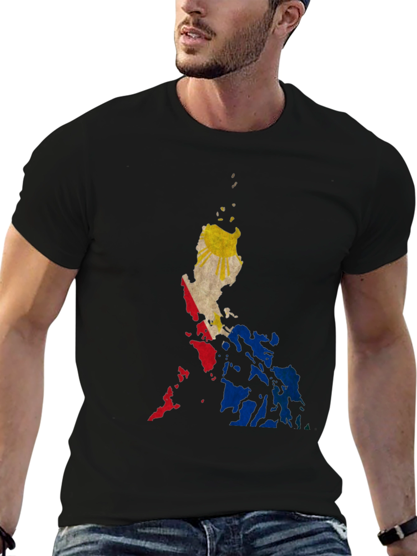 Philippine Flag Map Black T-Shirt - 6