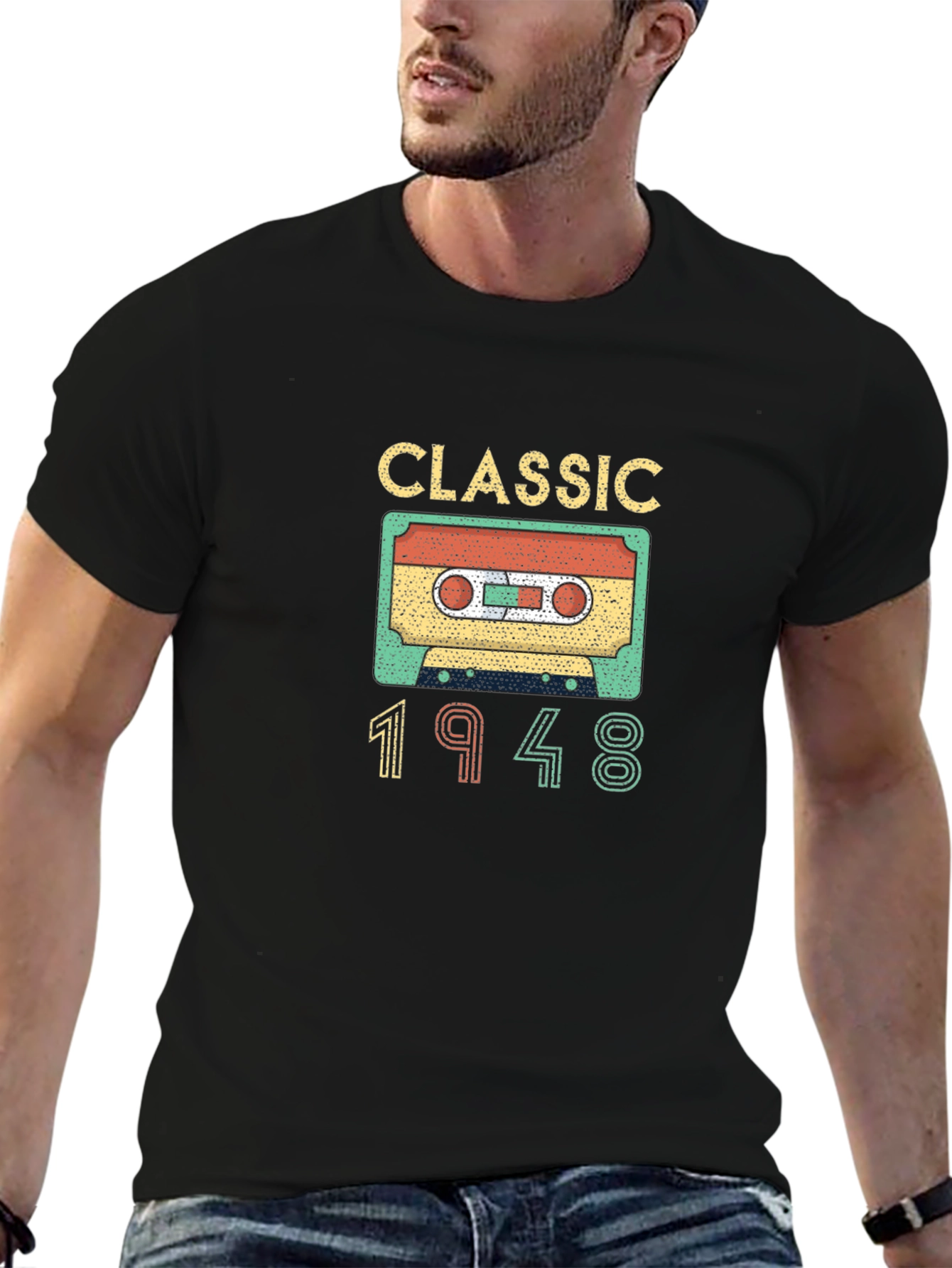 Black Classic 1948 Cassette Tape T-Shirt view 6