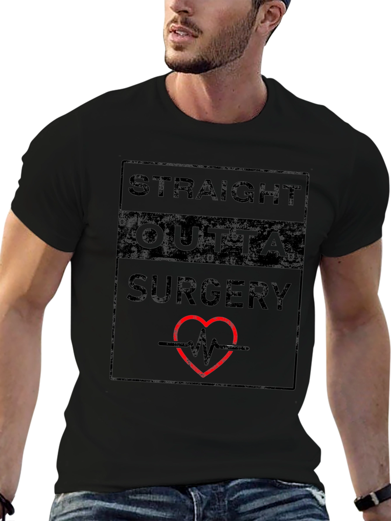 Black Straight Outta Surgery T-Shirt - Funny Doctor/Patient Tee view 6
