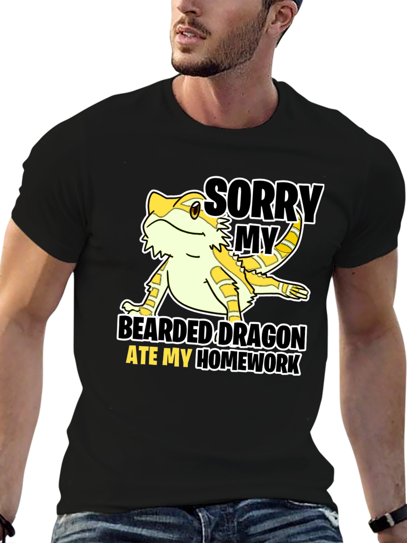 Black Bearded Dragon Ate My Homework T-Shirt view 6