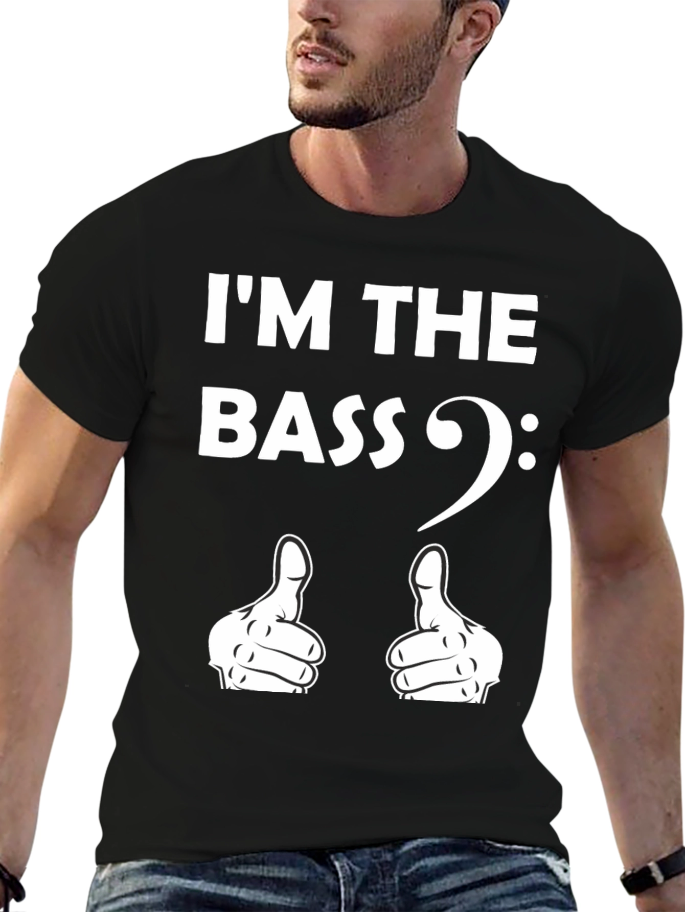 Black I'm the Bass Clef Music T-Shirt view 6
