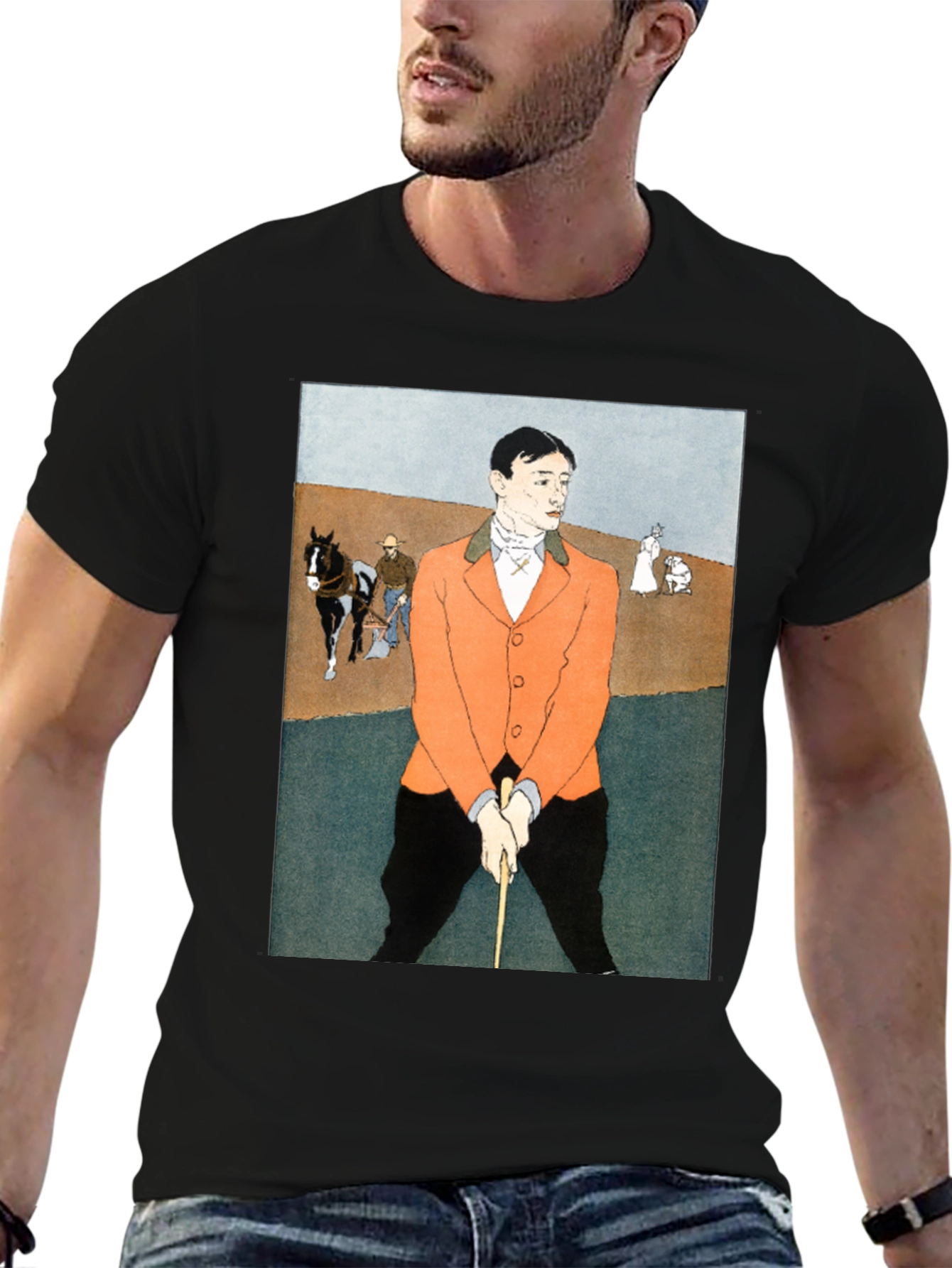 Man Golfing Print T-Shirt - Vintage Art Tee - 6