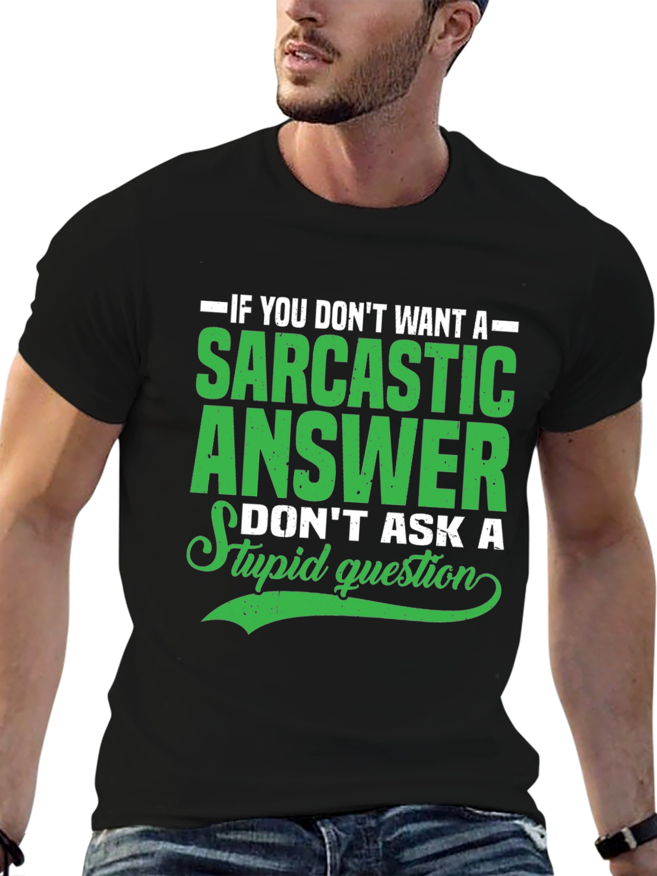 Black Sarcastic Answer Graphic T-Shirt view 6