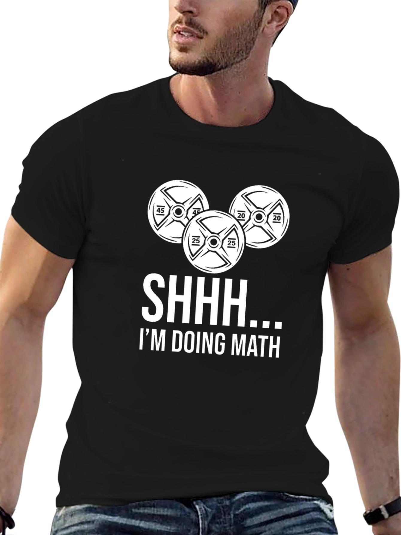Black Shhh I'm Doing Math Black T-Shirt Funny Gym view 6