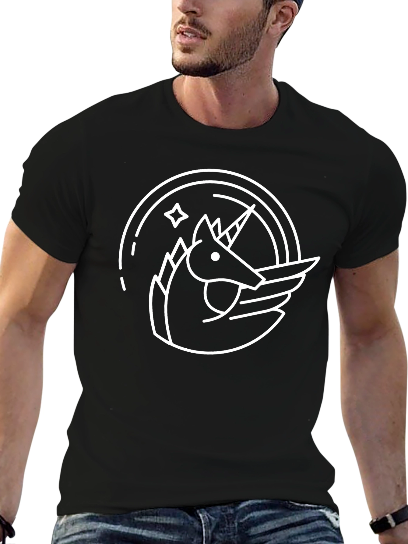Black Unicorn Graphic Black T-Shirt view 6