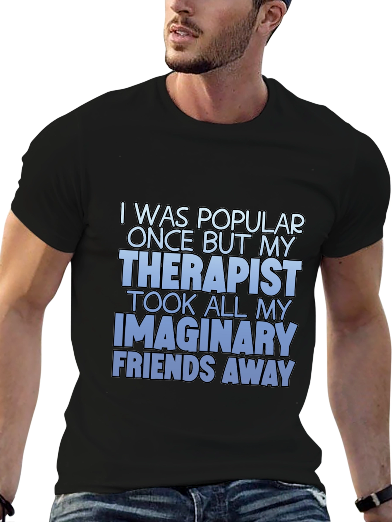 Black Humorous "Therapist" Graphic T-Shirt view 6
