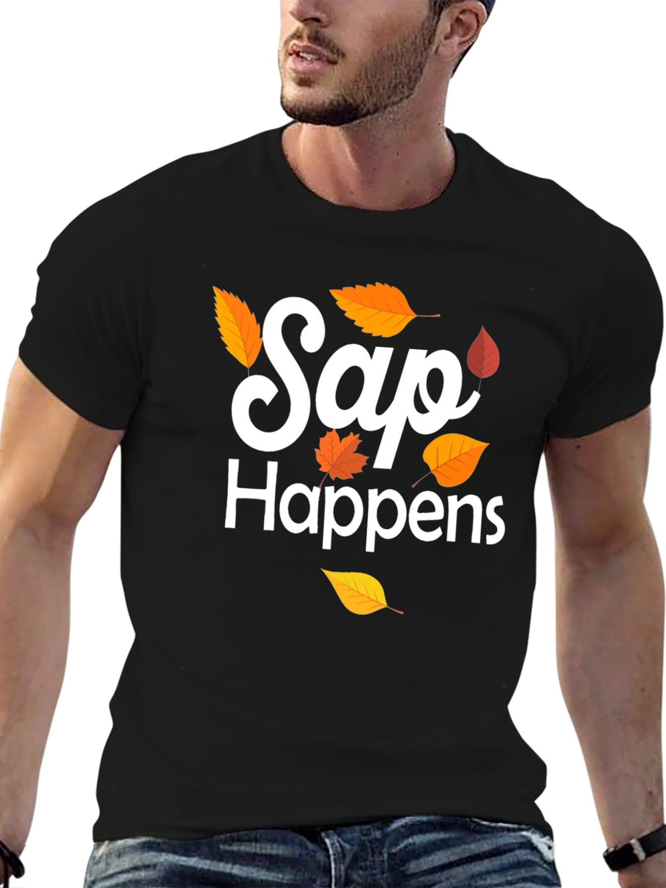 Black Sap Happens T-Shirt, Fall Design view 6