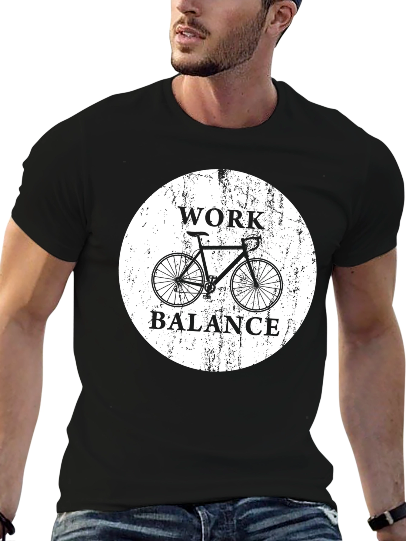 Black Work Balance Bicycle Graphic T-Shirt view 6