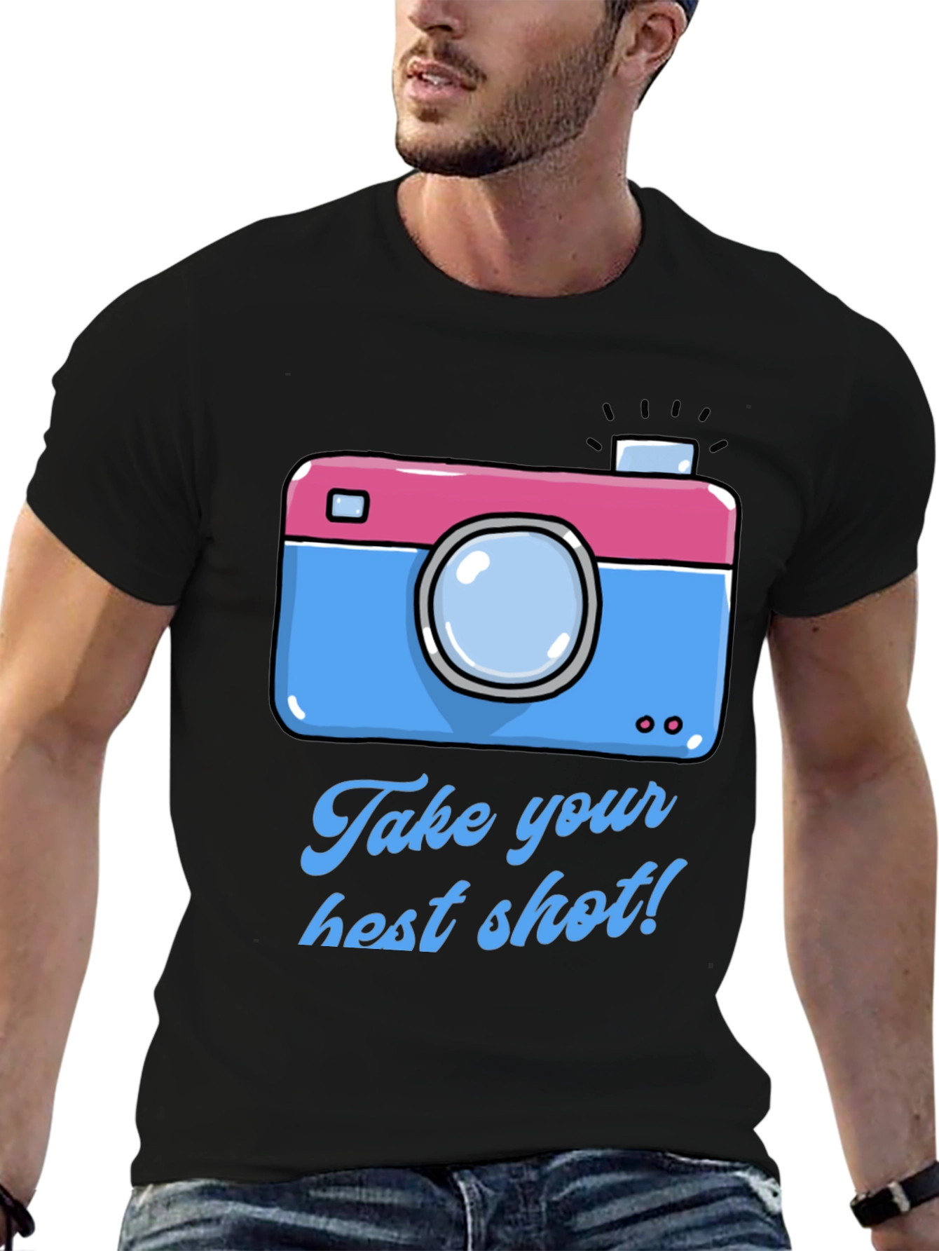 Black Fun Camera Graphic T-Shirt - Take Your Best Shot! view 6