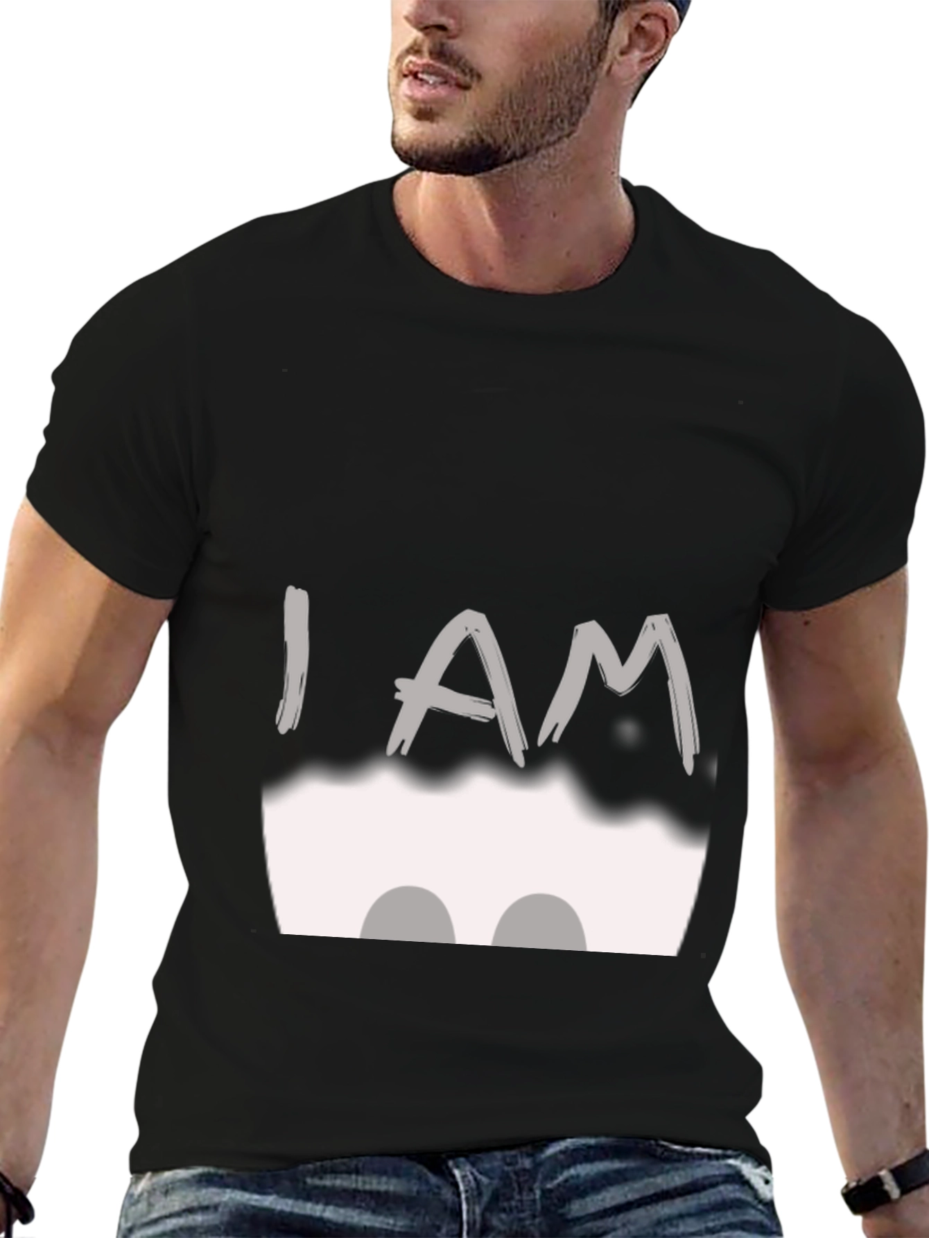 Black I AM T-Shirt - Black Cotton Blend view 6