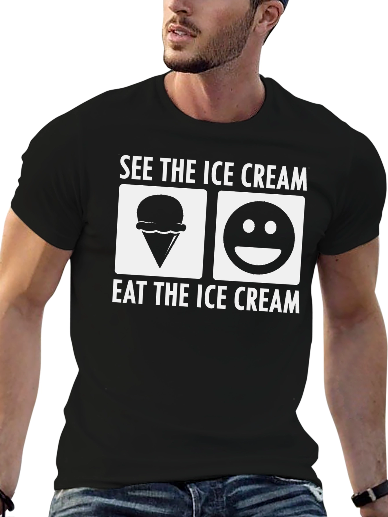 Black See the Ice Cream Eat the Ice Cream Black T-Shirt view 6