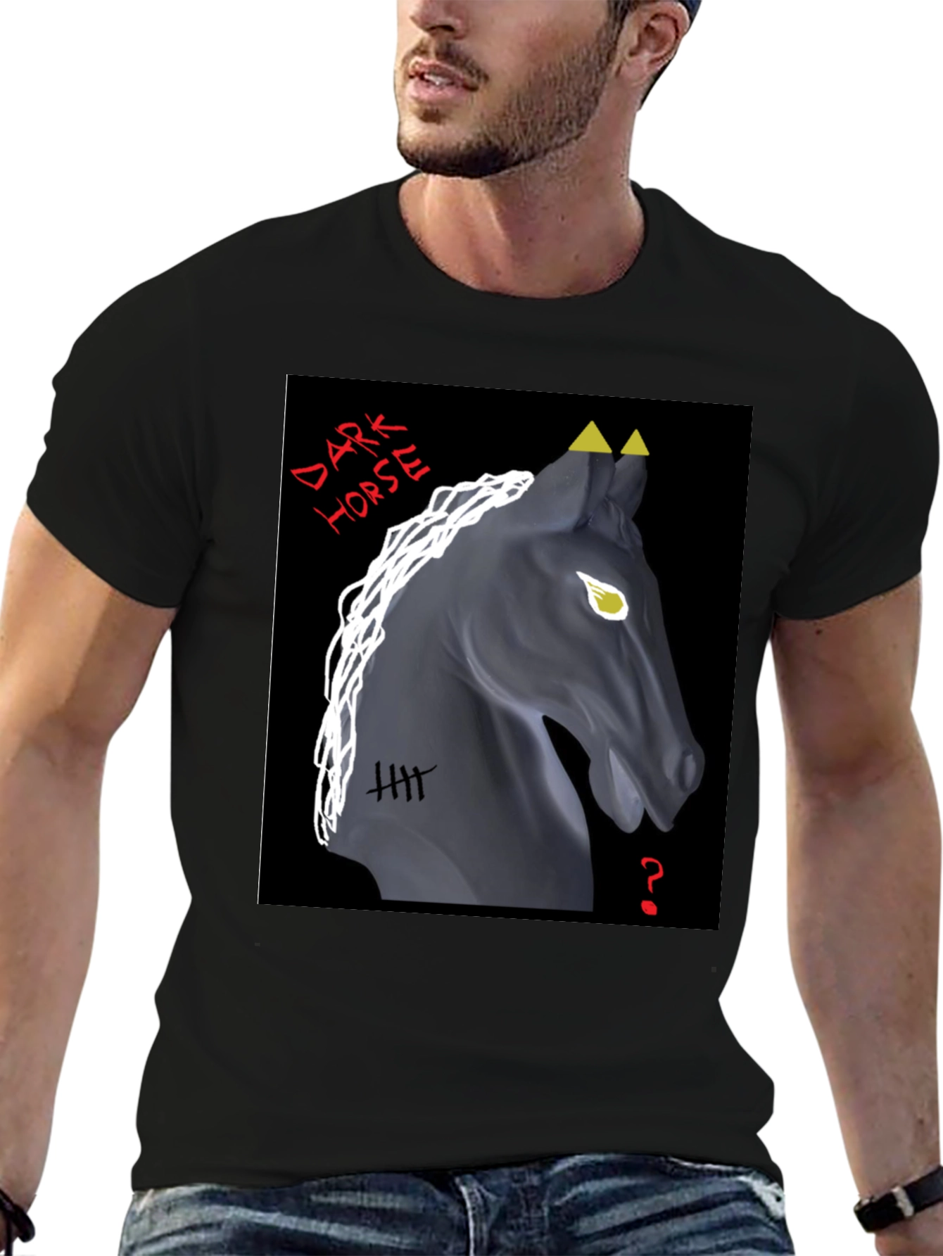 Black Dark Horse Graphic Tee - Unique Design view 6