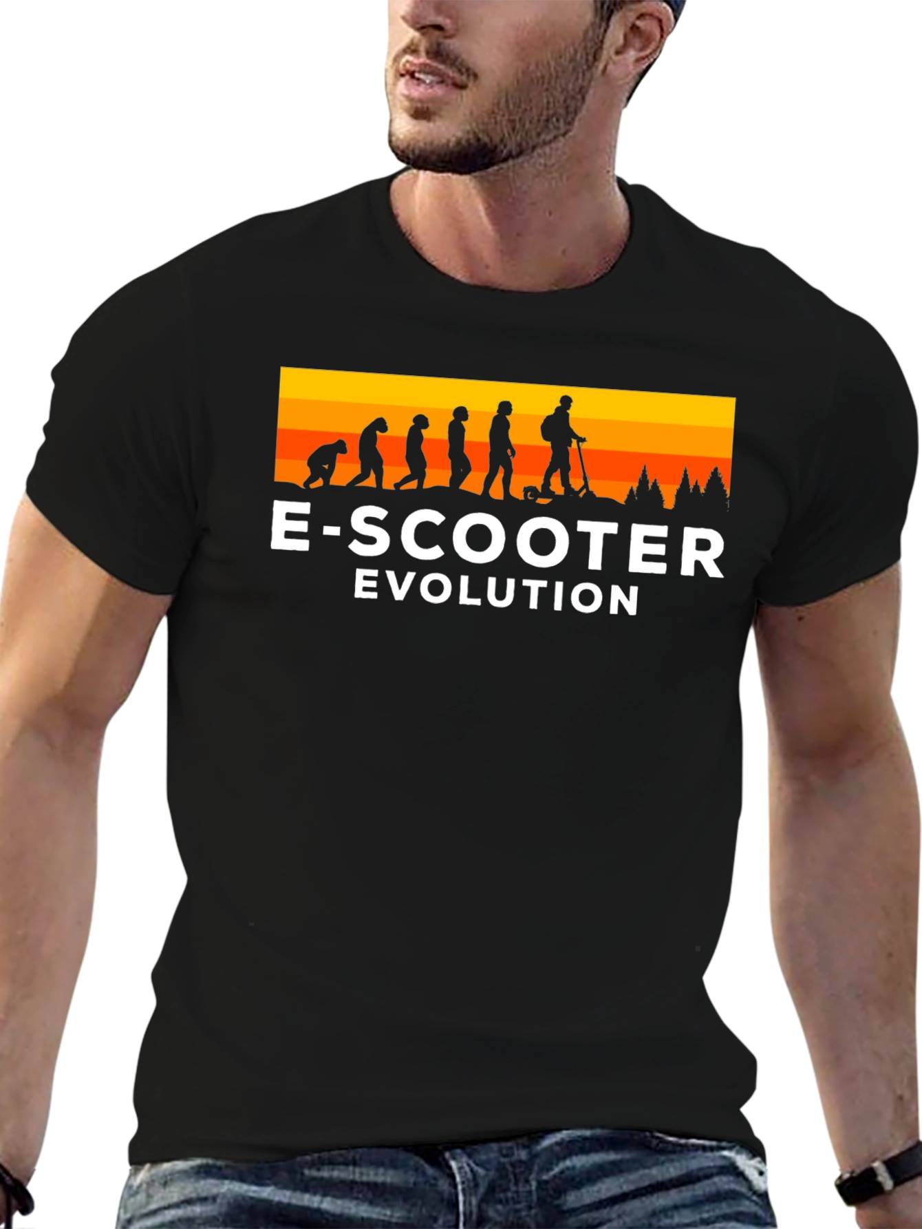 Black E-Scooter Evolution T-Shirt - Ride into the Future! view 6