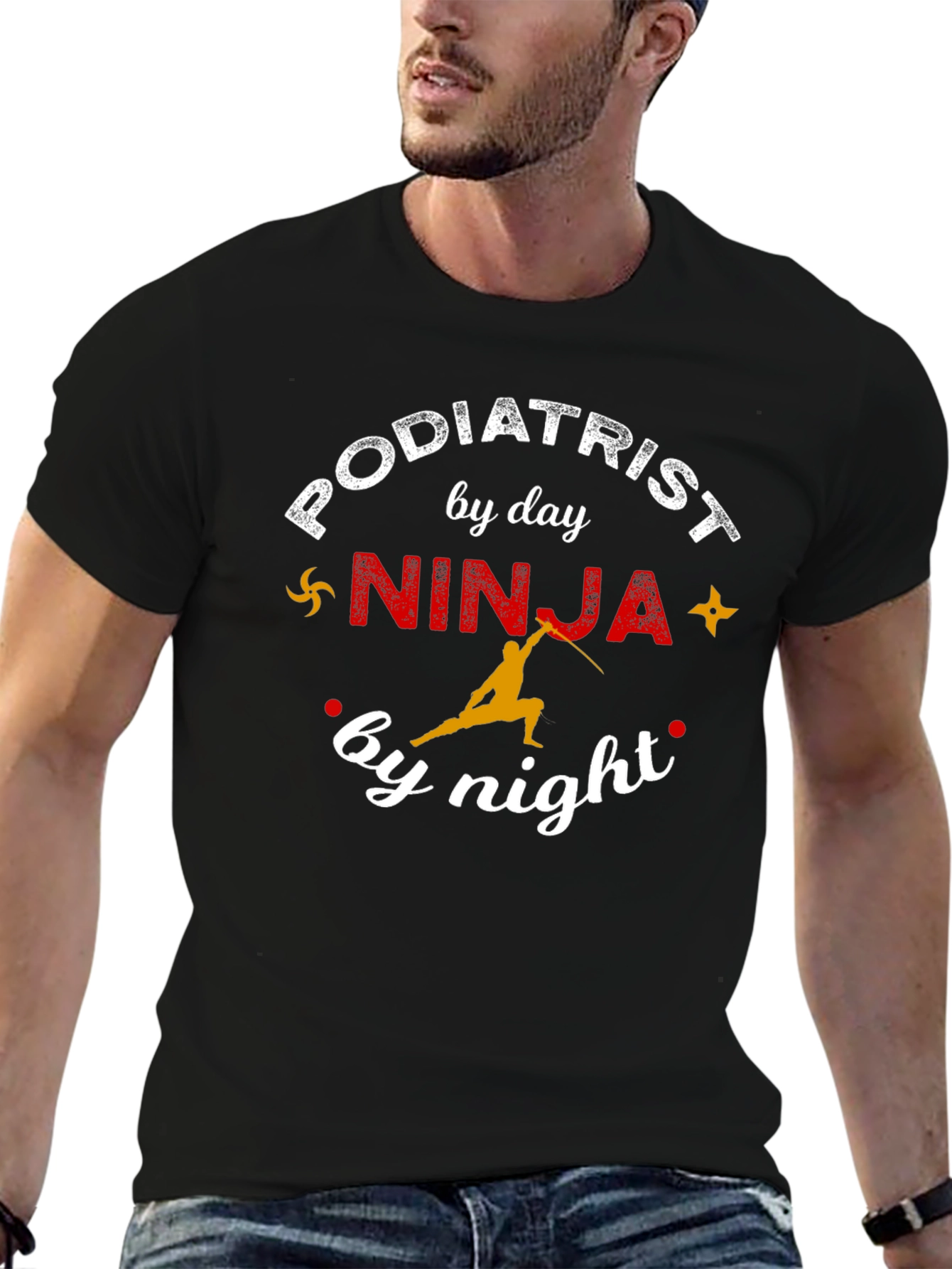 Black Podiatrist Ninja T-Shirt - Funny Profession Tee view 6