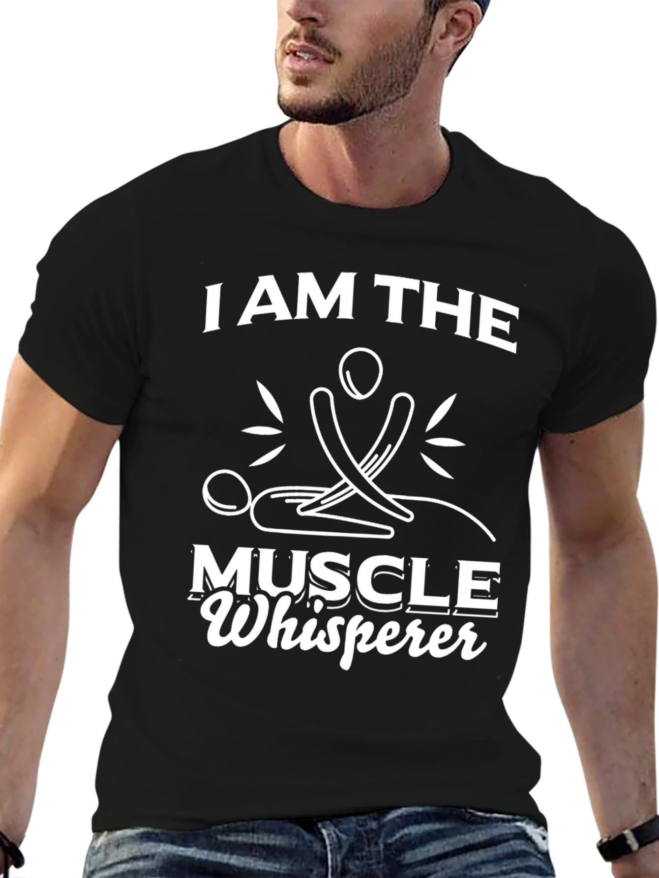 Black Muscle Whisperer T-Shirt - Massage Therapist Tee view 6