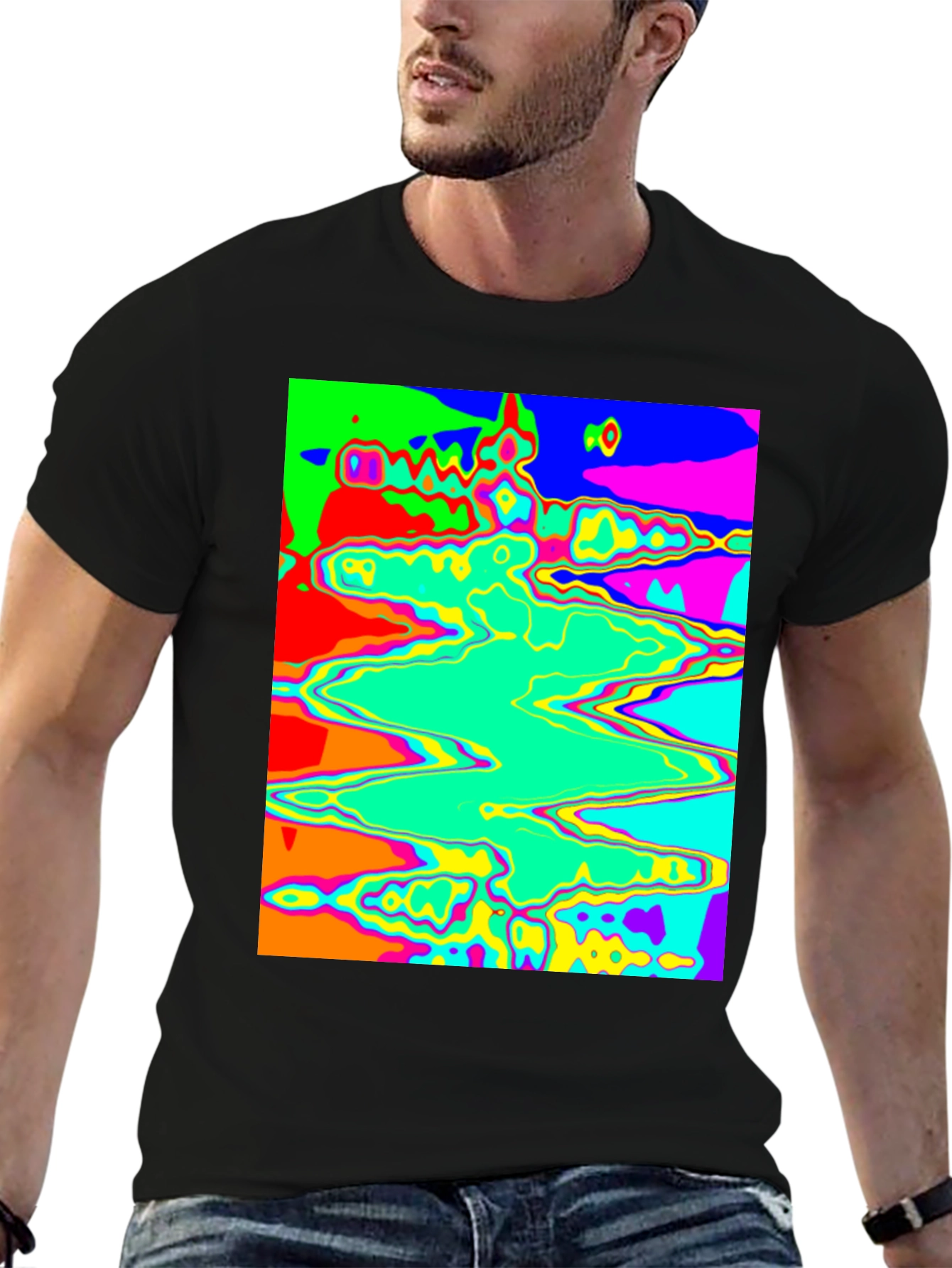 Black Psychedelic Wave T-Shirt - Bold Graphic Tee view 6