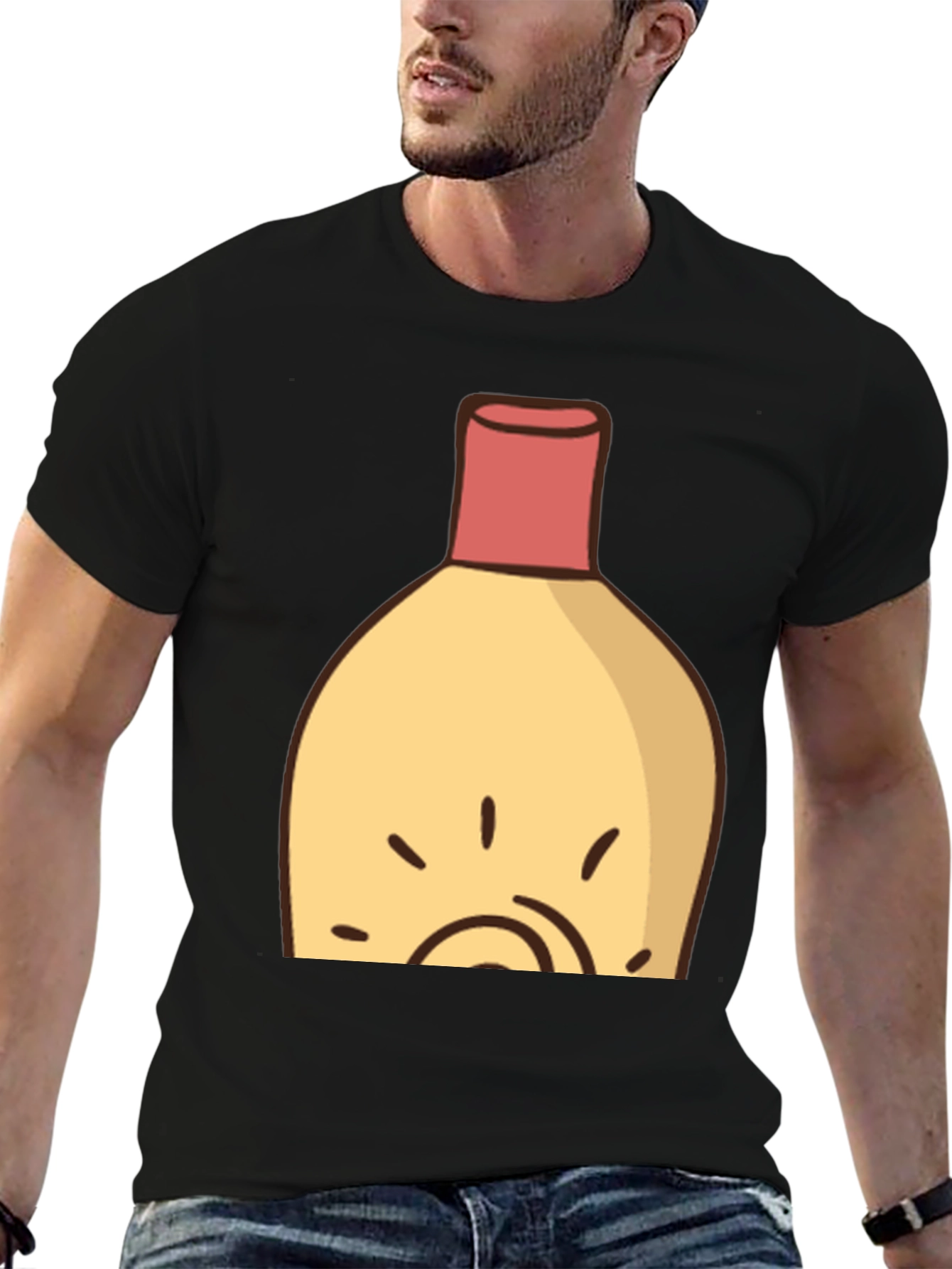 Black Cartoon Lotion Bottle Graphic Tee - Unisex view 6