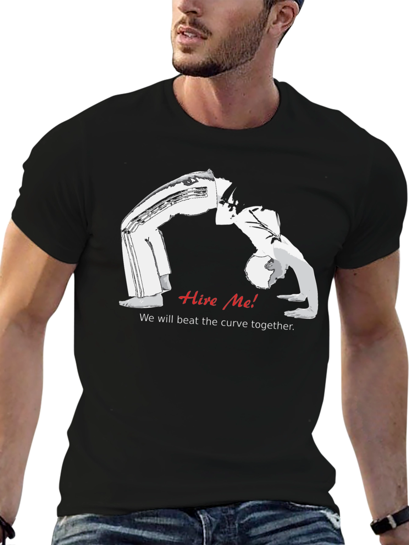 Black Hire Me! Funny T-Shirt view 6
