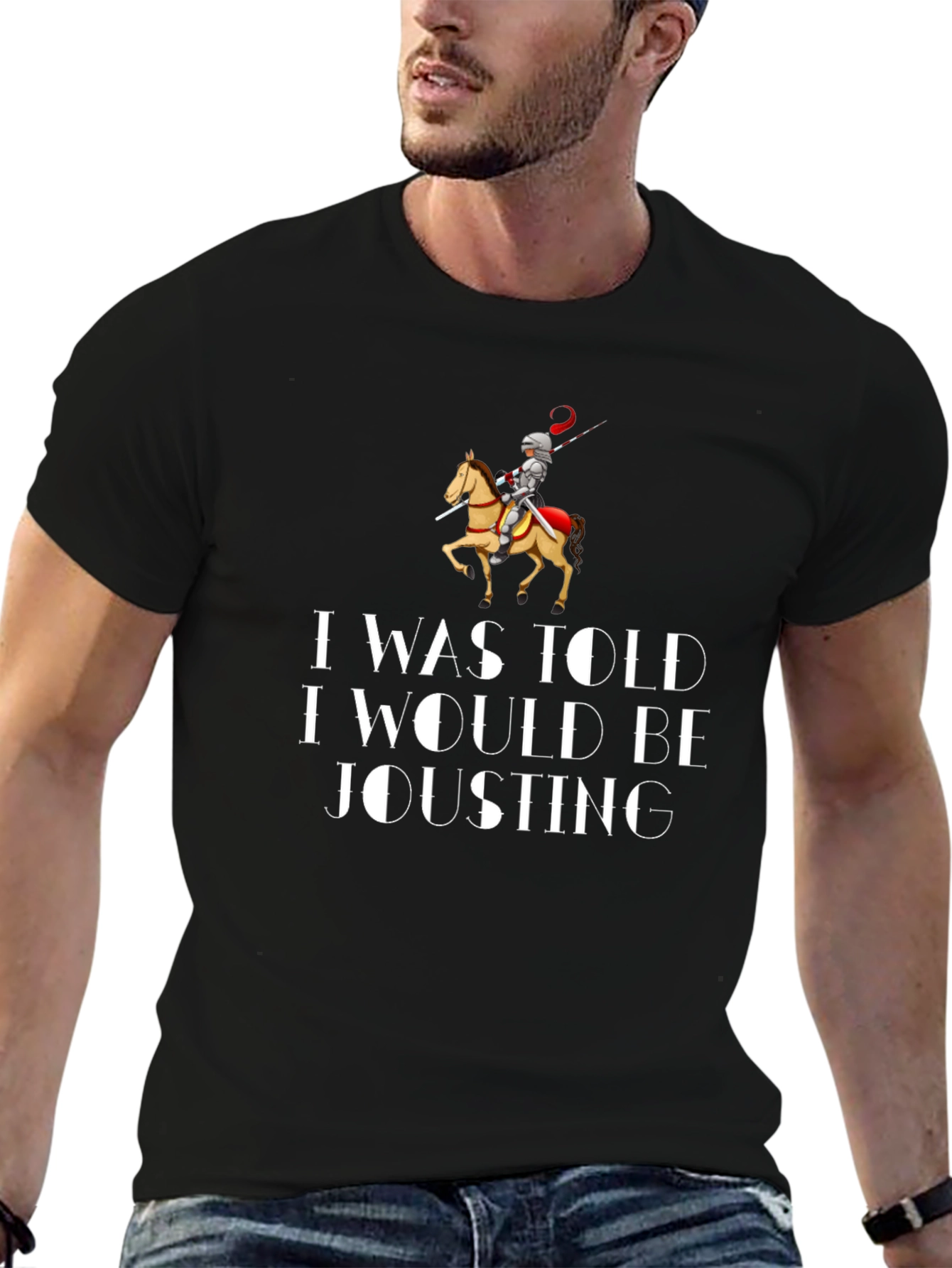 Jousting Knight Graphic T-Shirt - Black - 6
