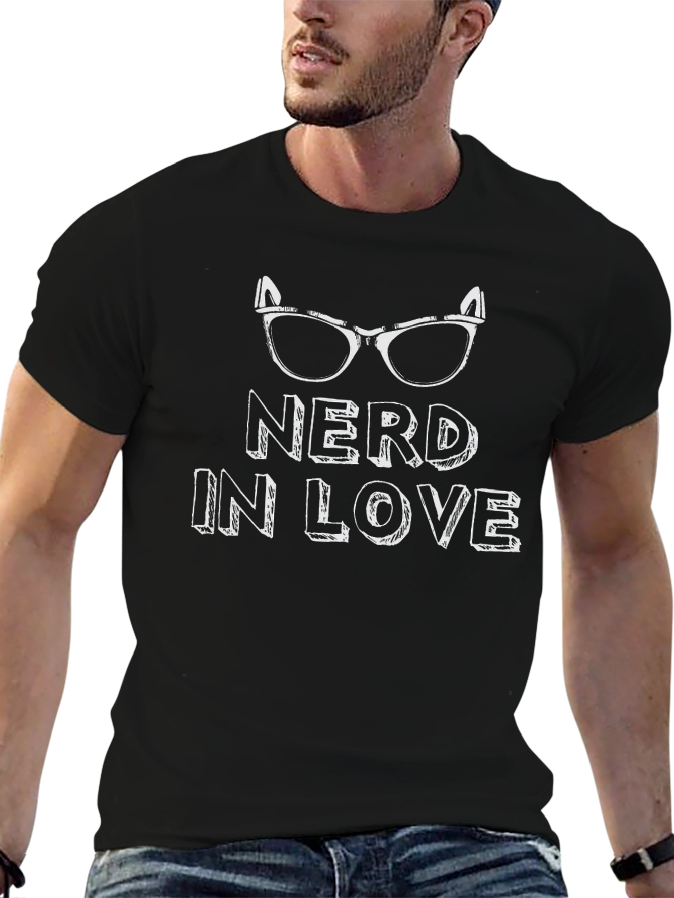 Black Nerd In Love T-Shirt - Novelty Graphic Tee view 6