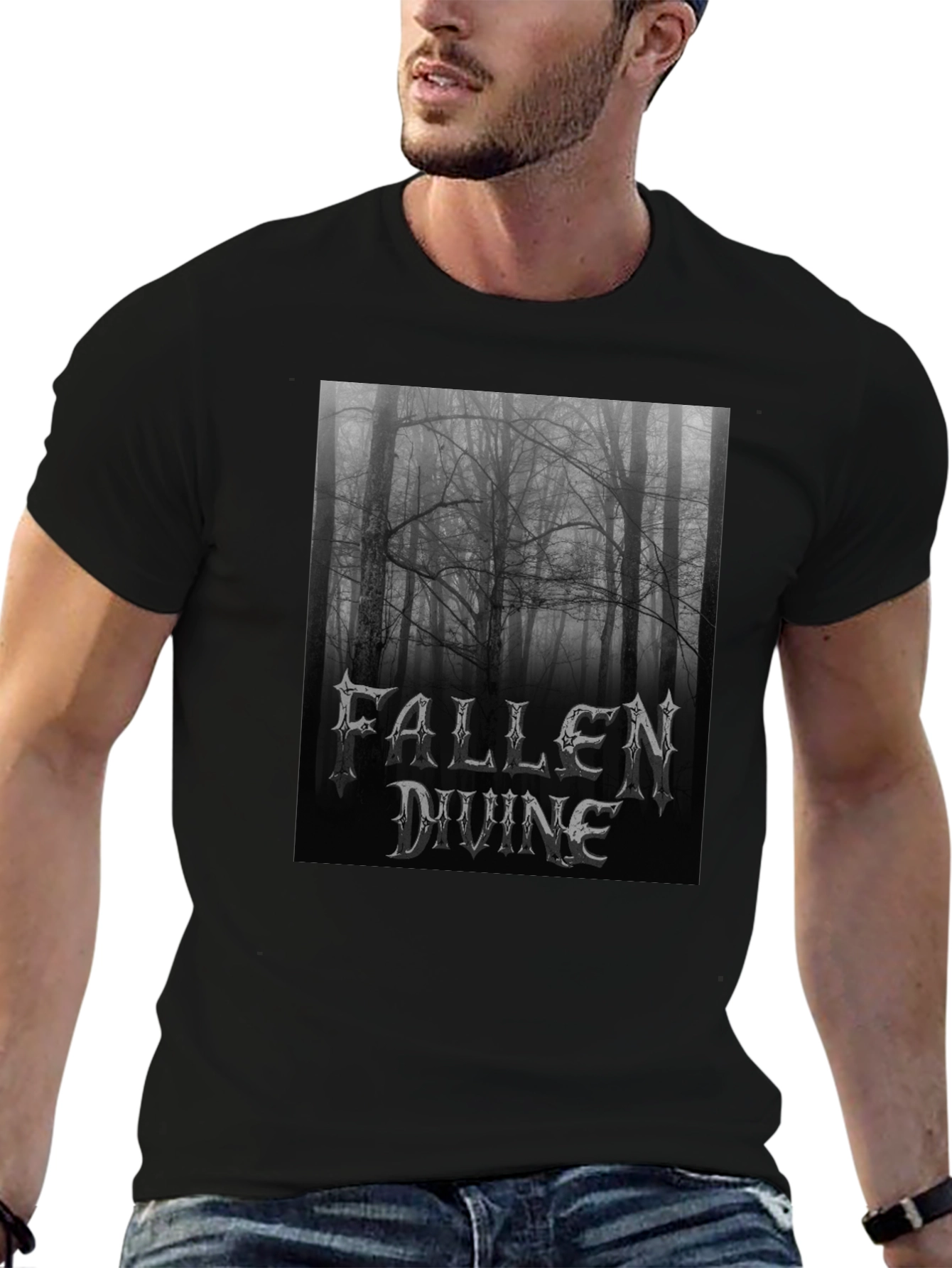 Black Fallen Divine Forest T-Shirt - Black Metal Style view 6