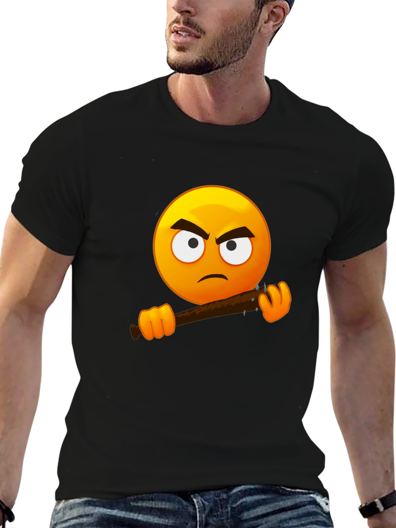 Black Angry Emoji Graphic Tee - Black T-Shirt view 6