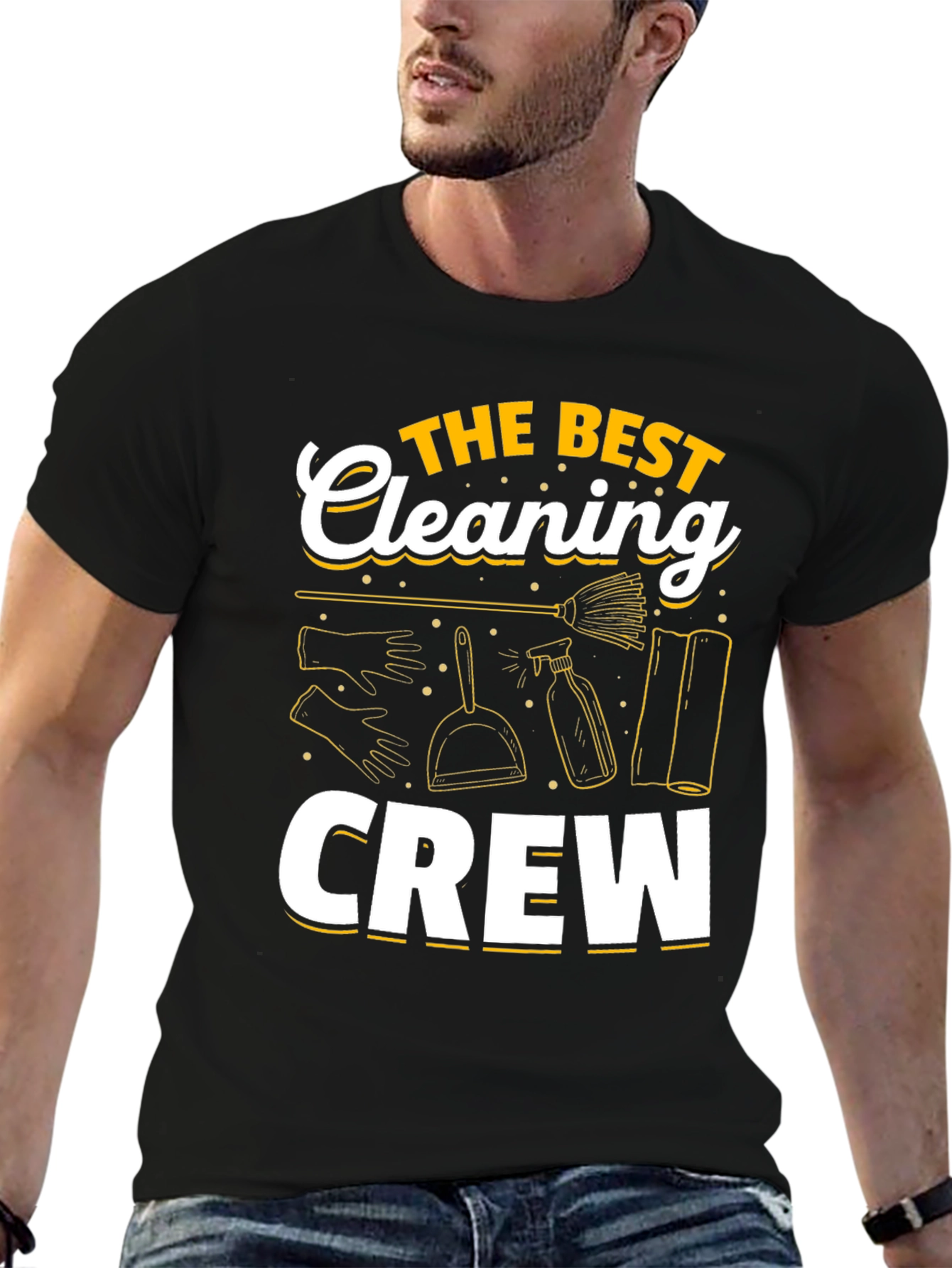 Black The Best Cleaning Crew Graphic T-Shirt view 6