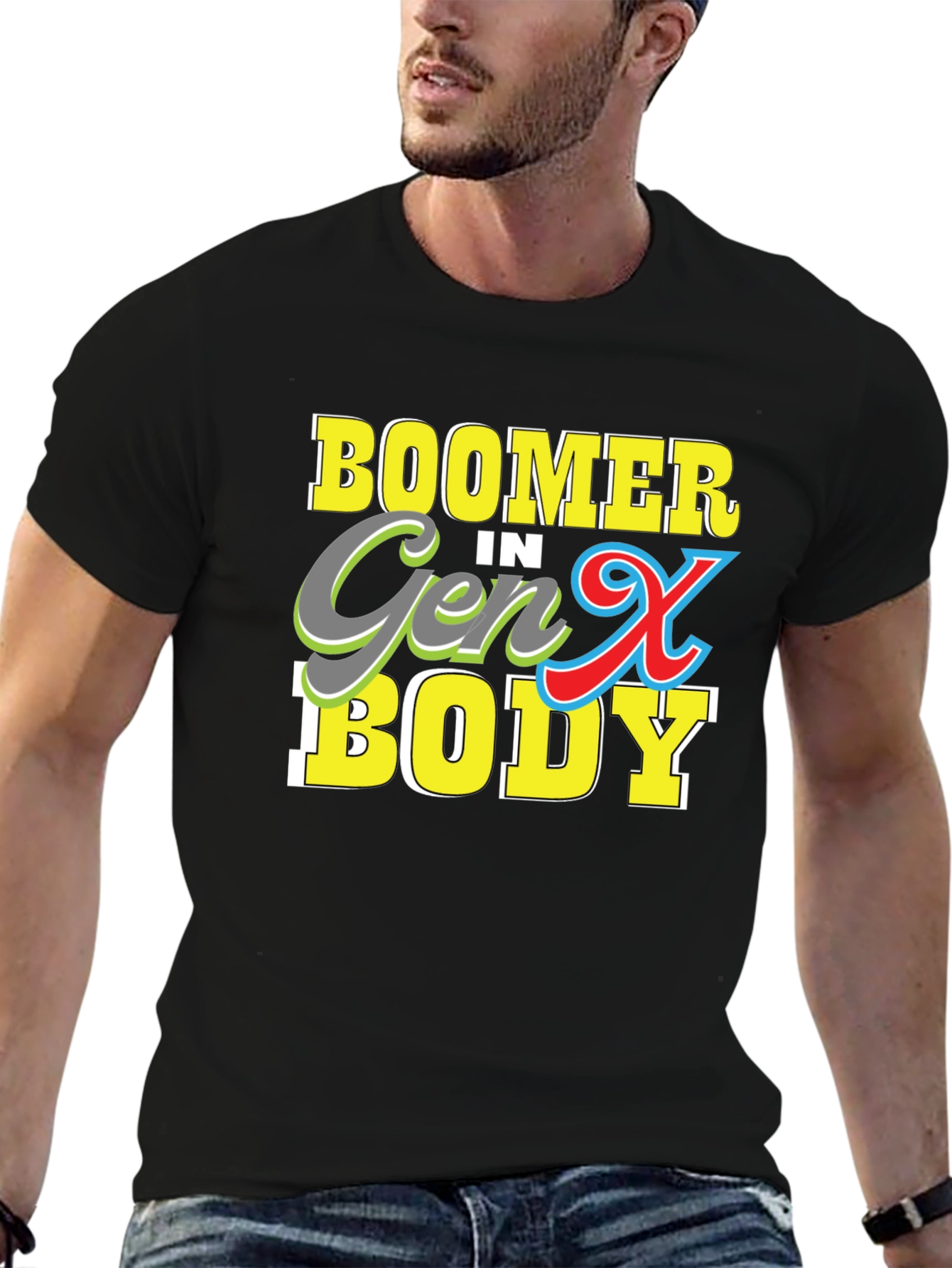 Black Boomer in Gen X Body T-Shirt view 6