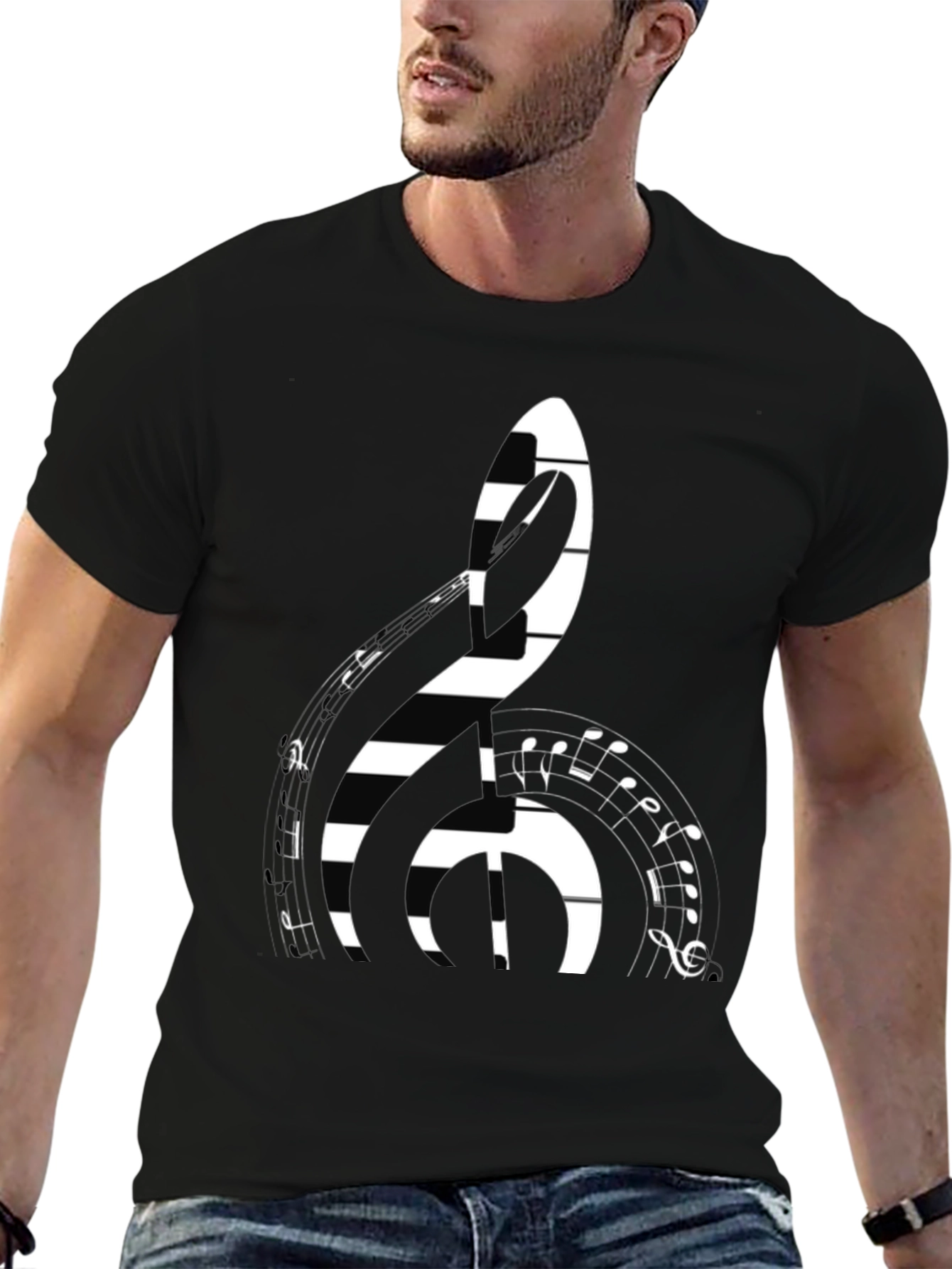 Black Musical Clef Graphic T-Shirt view 6