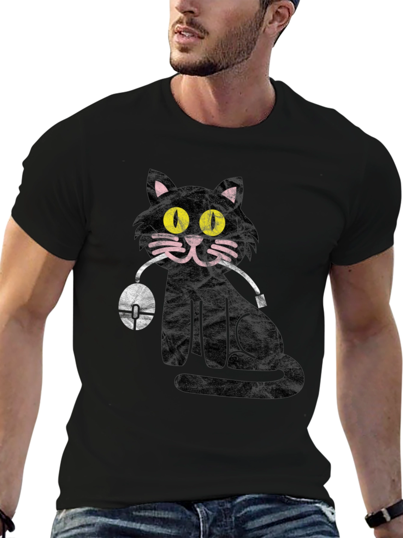 Black Cat Got Your Mouse Graphic Tee view 6