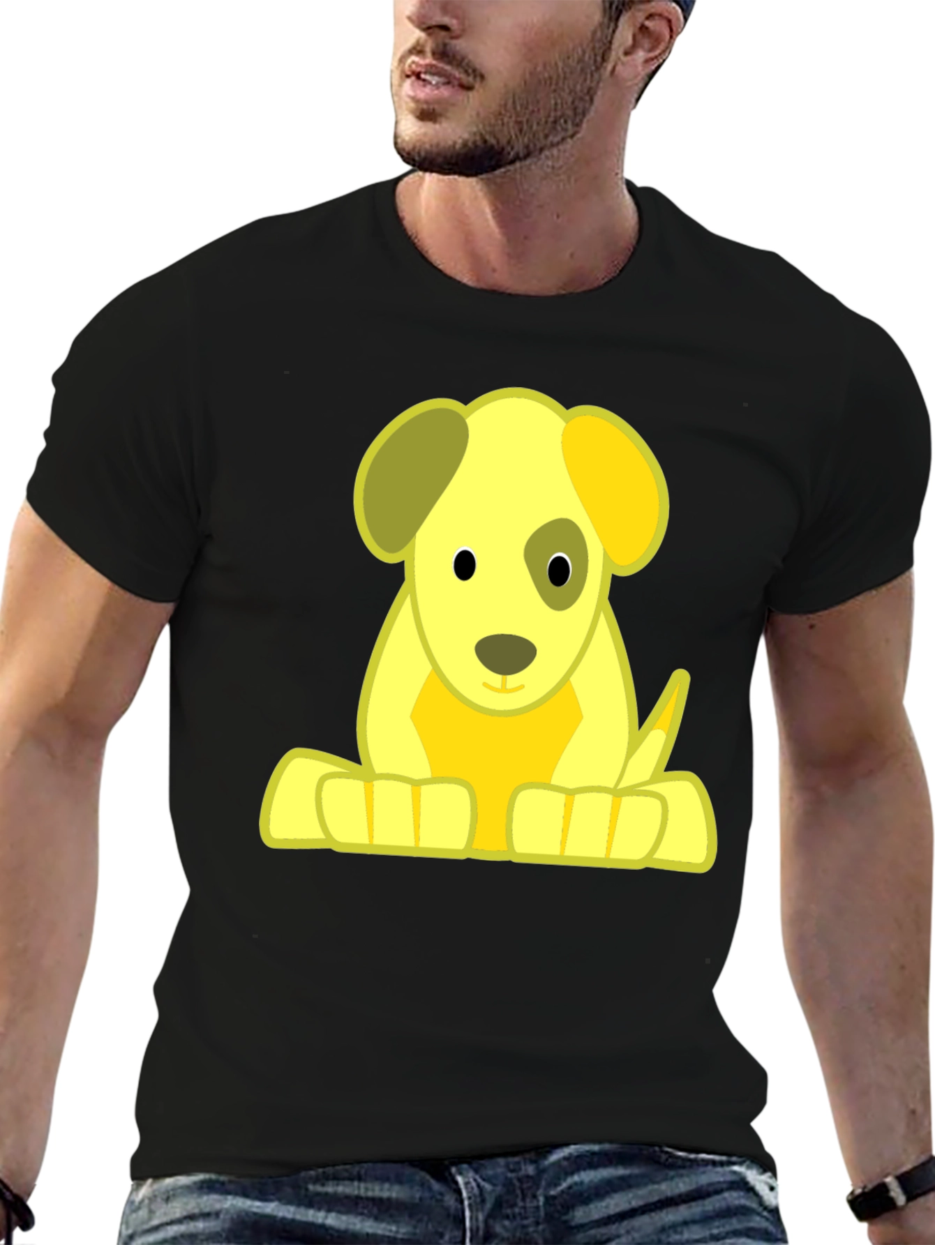 Black Cartoon Puppy Graphic T-Shirt view 6