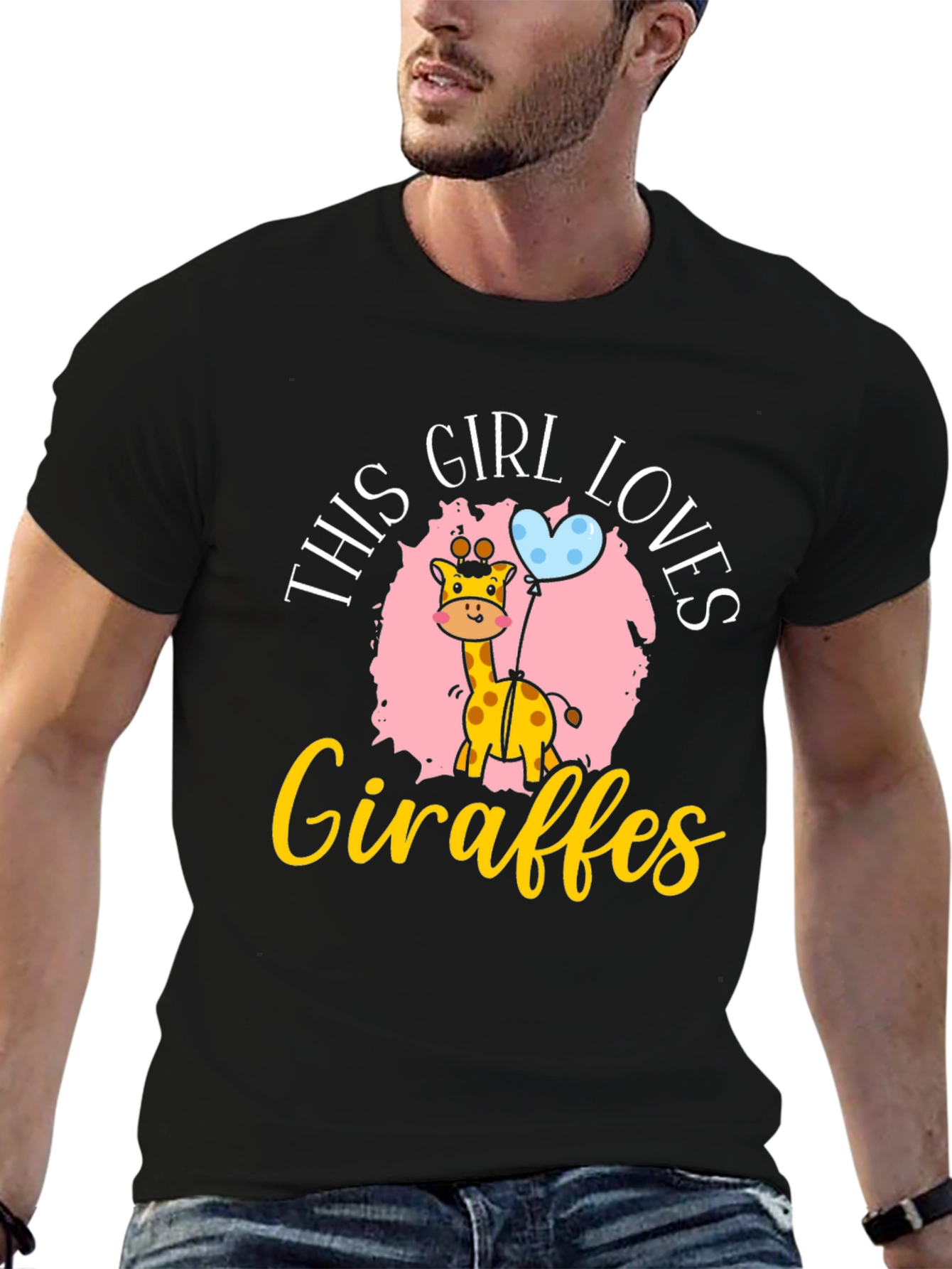 Black Girl Loves Giraffes T-Shirt view 6