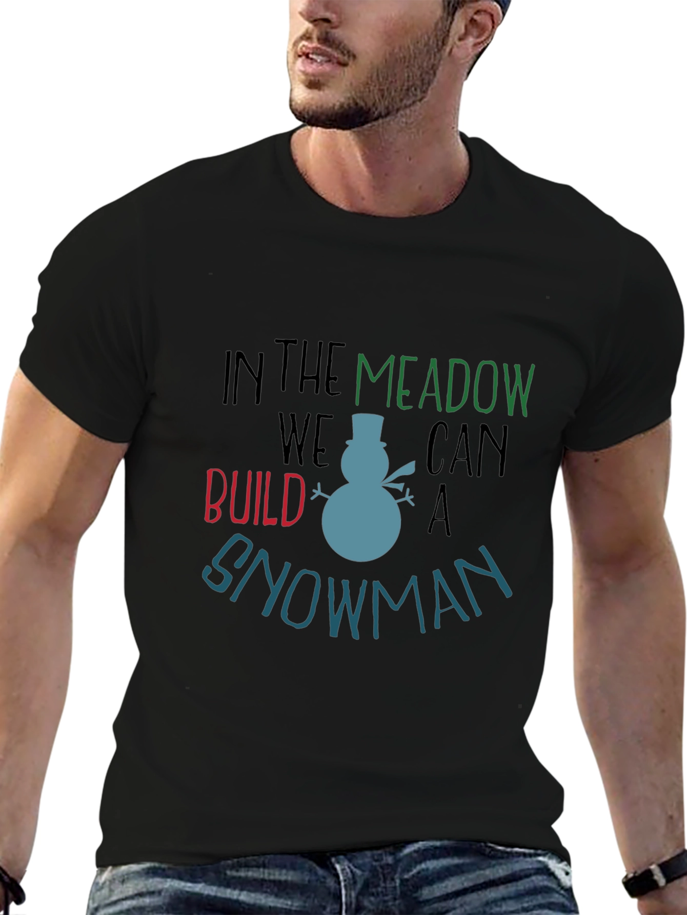 Black Winter Fun Graphic Tee: Snowman Build view 6
