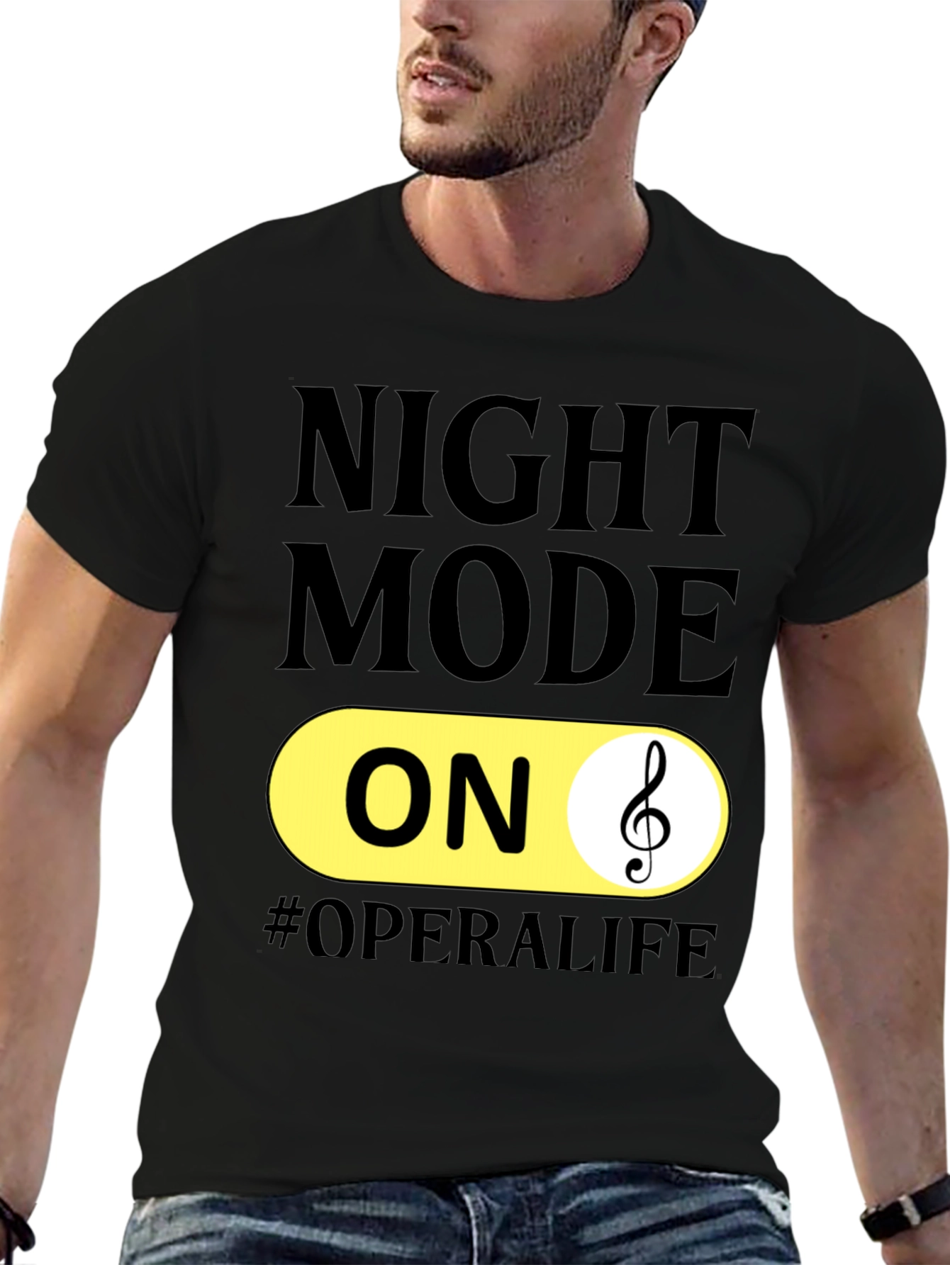 Black Night Mode ON Opera Life T-Shirt view 6
